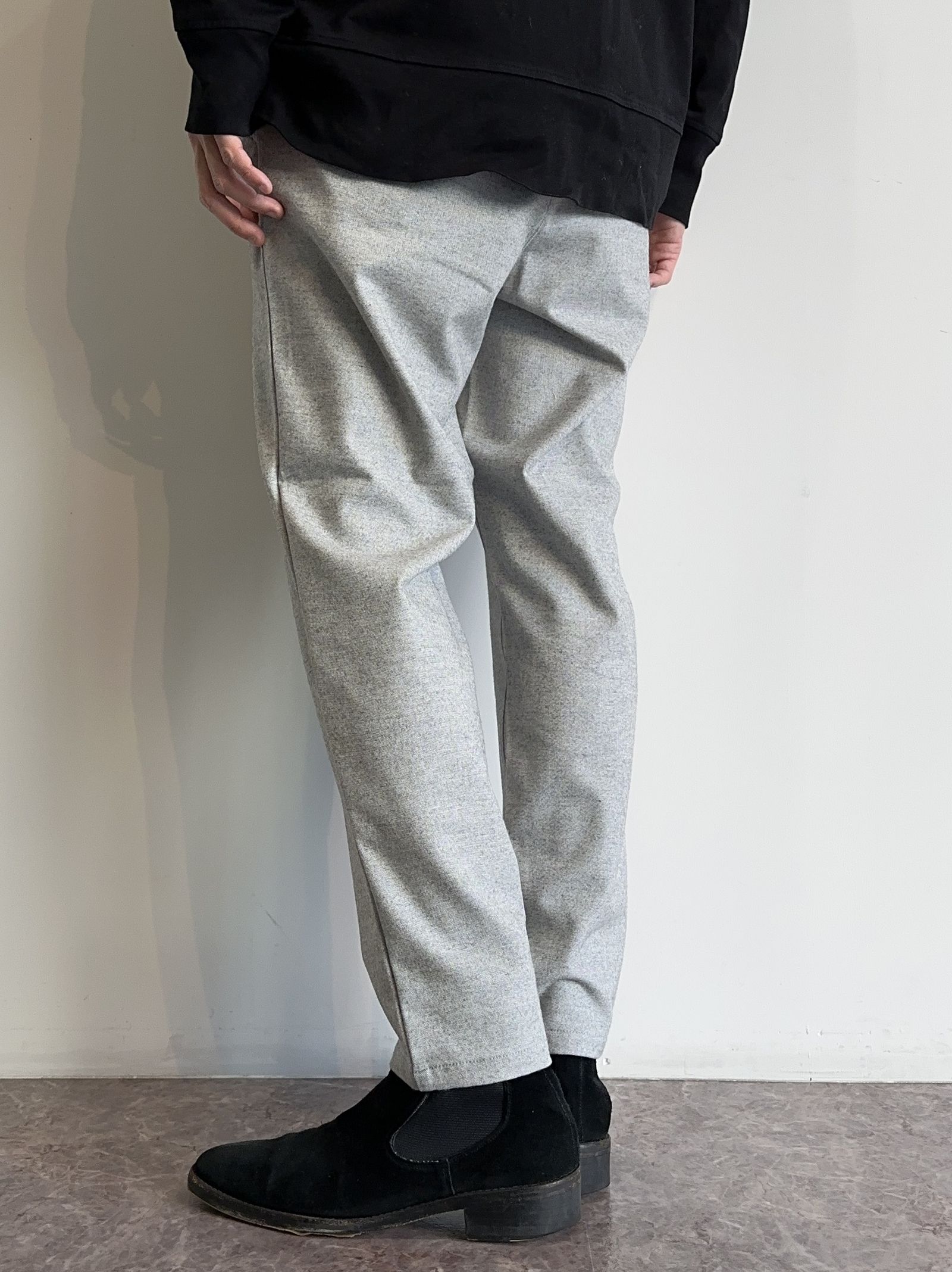PAT WIDE EASY PANTS / RC30-ST-036 / ベルト付きテーパードワイドパンツ / グレーウール