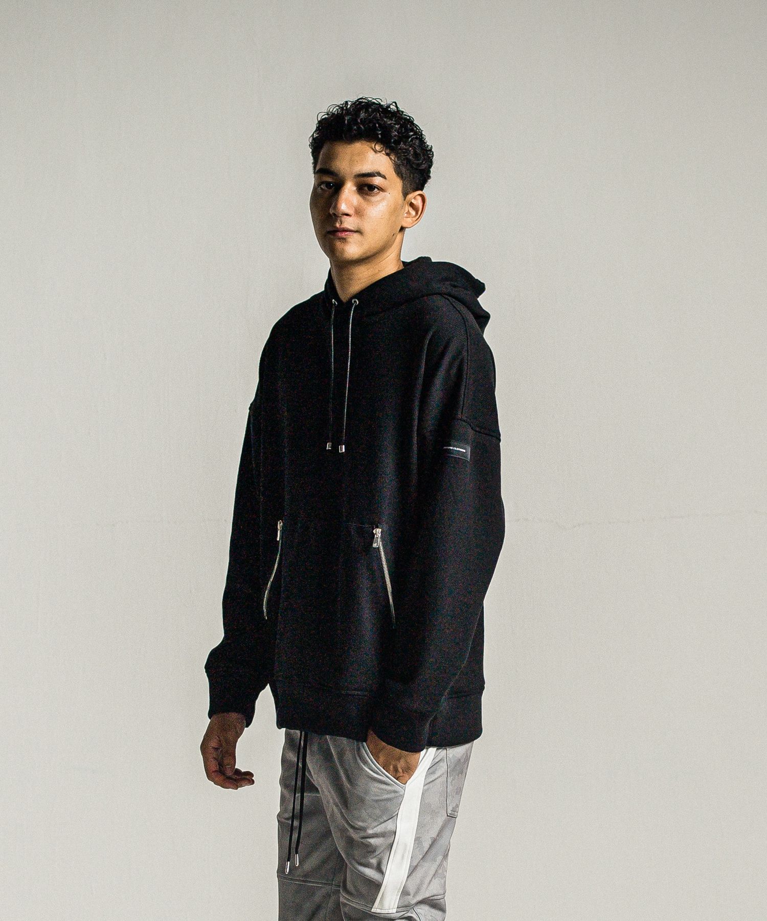 SHAGGY FLEECE THERMAL PULLOVER HOODIE / RC34-C-003 / 裏起毛サーマルパーカー / ブラック