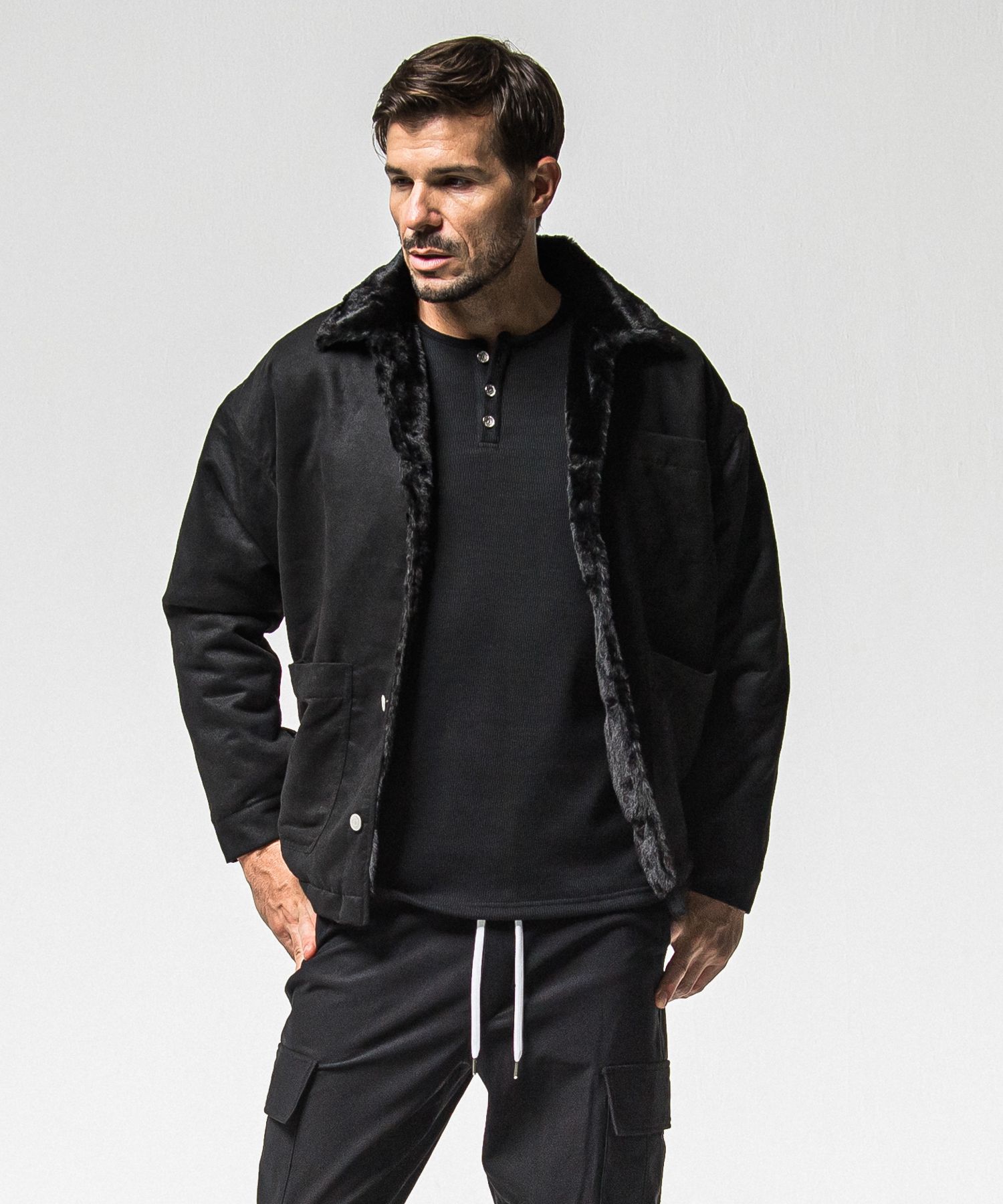 SUEDE FUR CAVER ALL / RC38-JK-003 / スエードファーカバーオール / ブラック (11月中旬入荷予定)