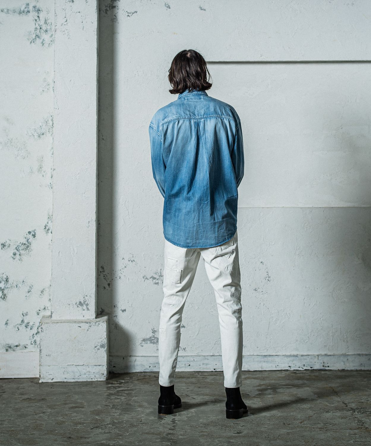 MICK DENIM JERSEY / RC35-ST-020 / デニムジャージテーパードパンツ / ホワイトリメイク