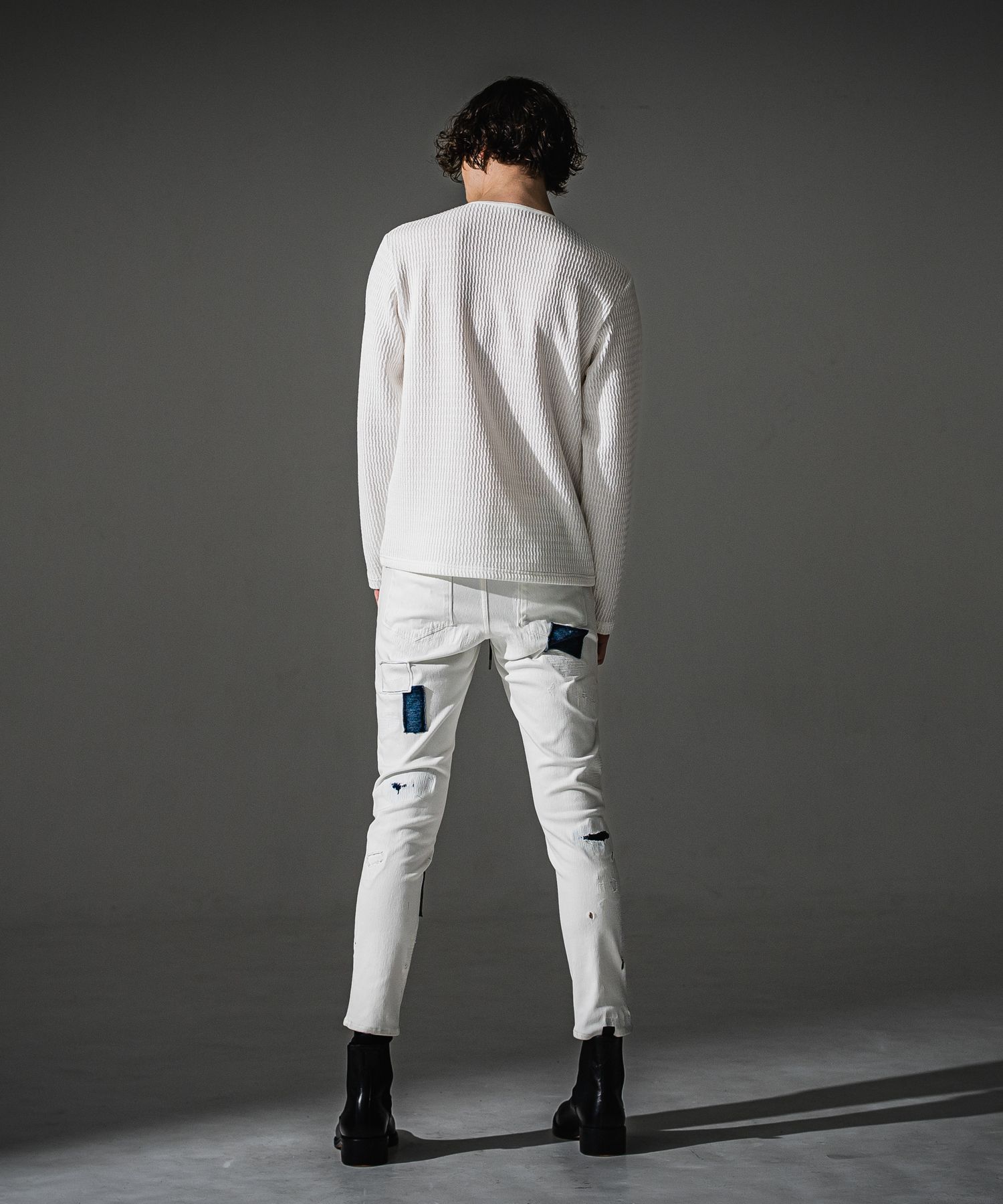 MICK DENIM JERSEY / BASIC-ST-020 / デニムジャージテーパードパンツ / ホワイトリメイク (9月上旬入荷予定)