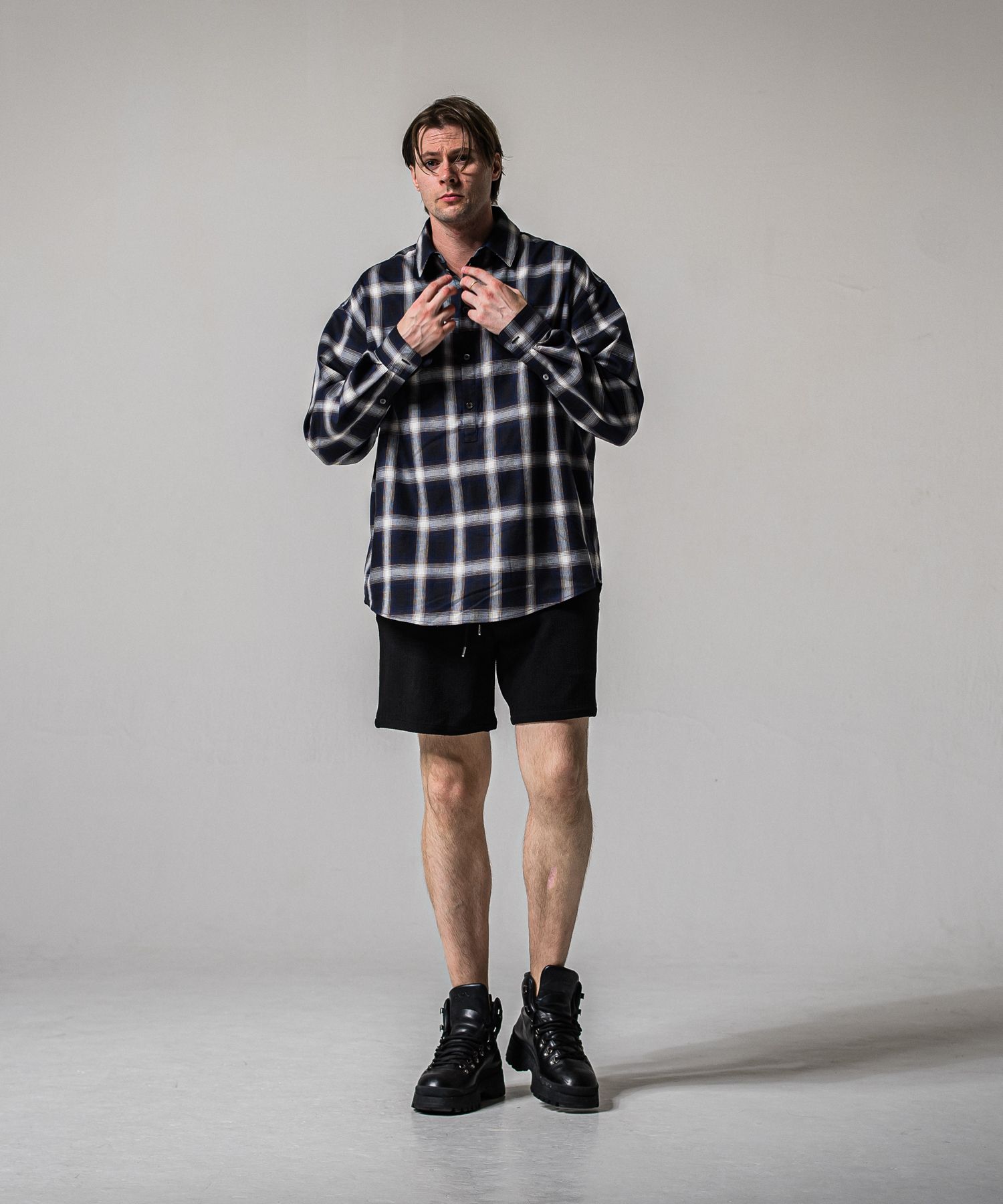 PULL JACK SHIRT / RC39-SH-003 / プルオーバーチェックシャツ / ネイビー (3月上旬入荷予定)