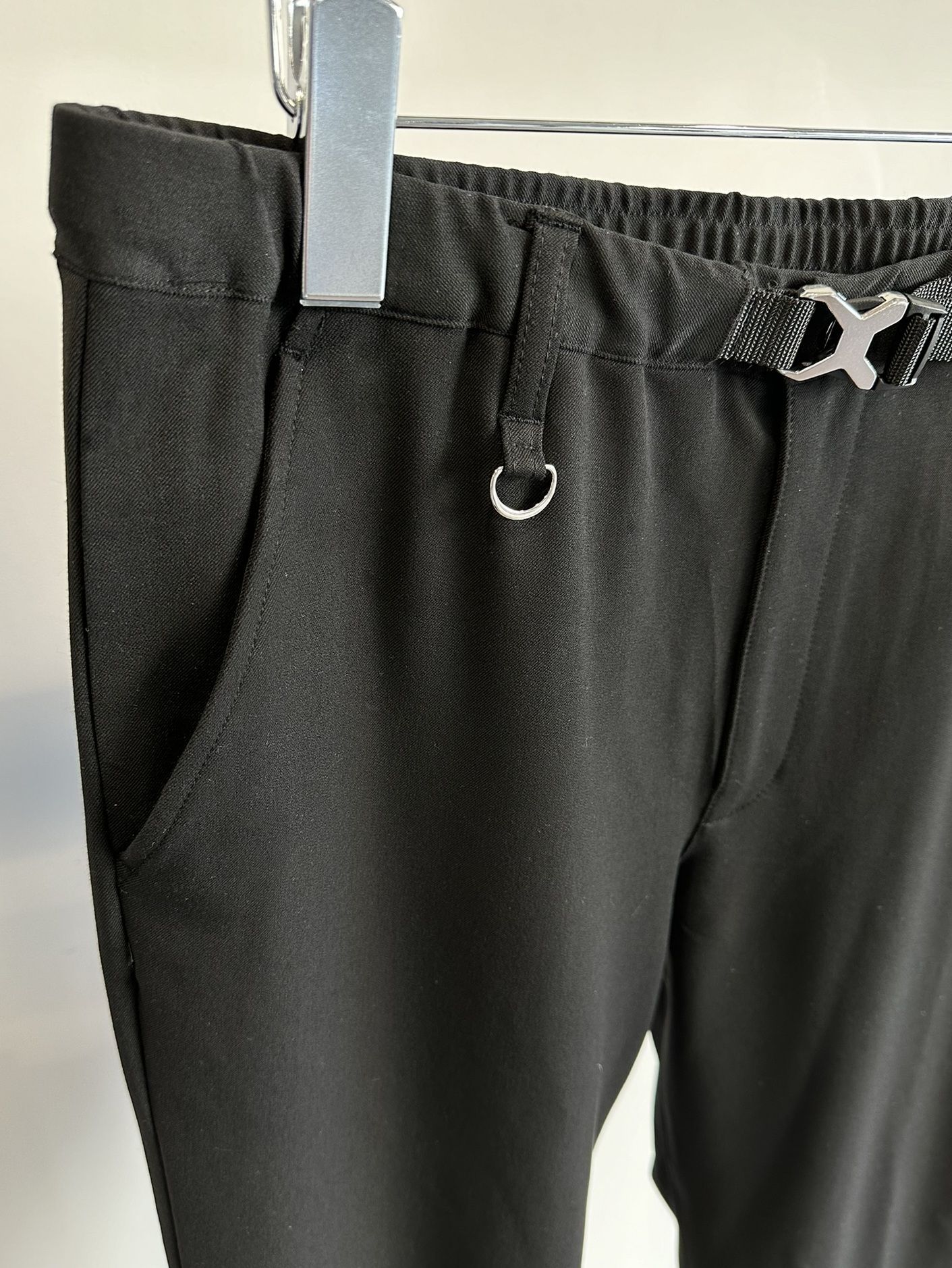 PAT WIDE EASY PANTS / RC31-ST-036 / ベルト付きテーパードワイドパンツ / ブラック