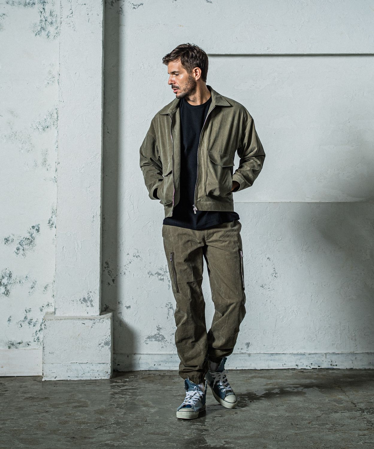 DAVID CARGO PANTS / RC35-ST-040 / ミリタリー裾ゴムカーゴパンツ / ヴィンテージカーキ