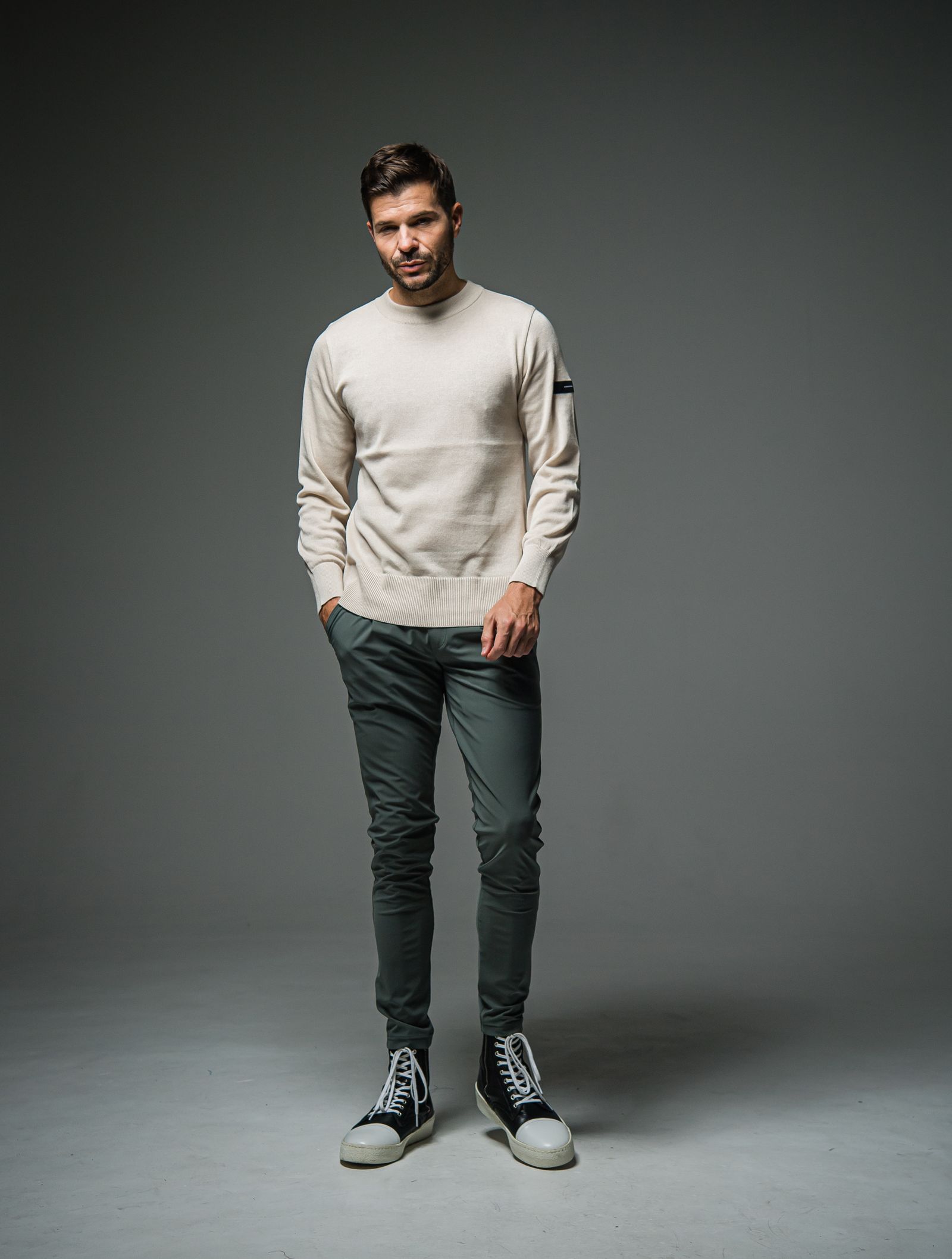 SILK KNT LONG SLEEVE / RC29-K-001 / 無地コットンニット / ベージュ