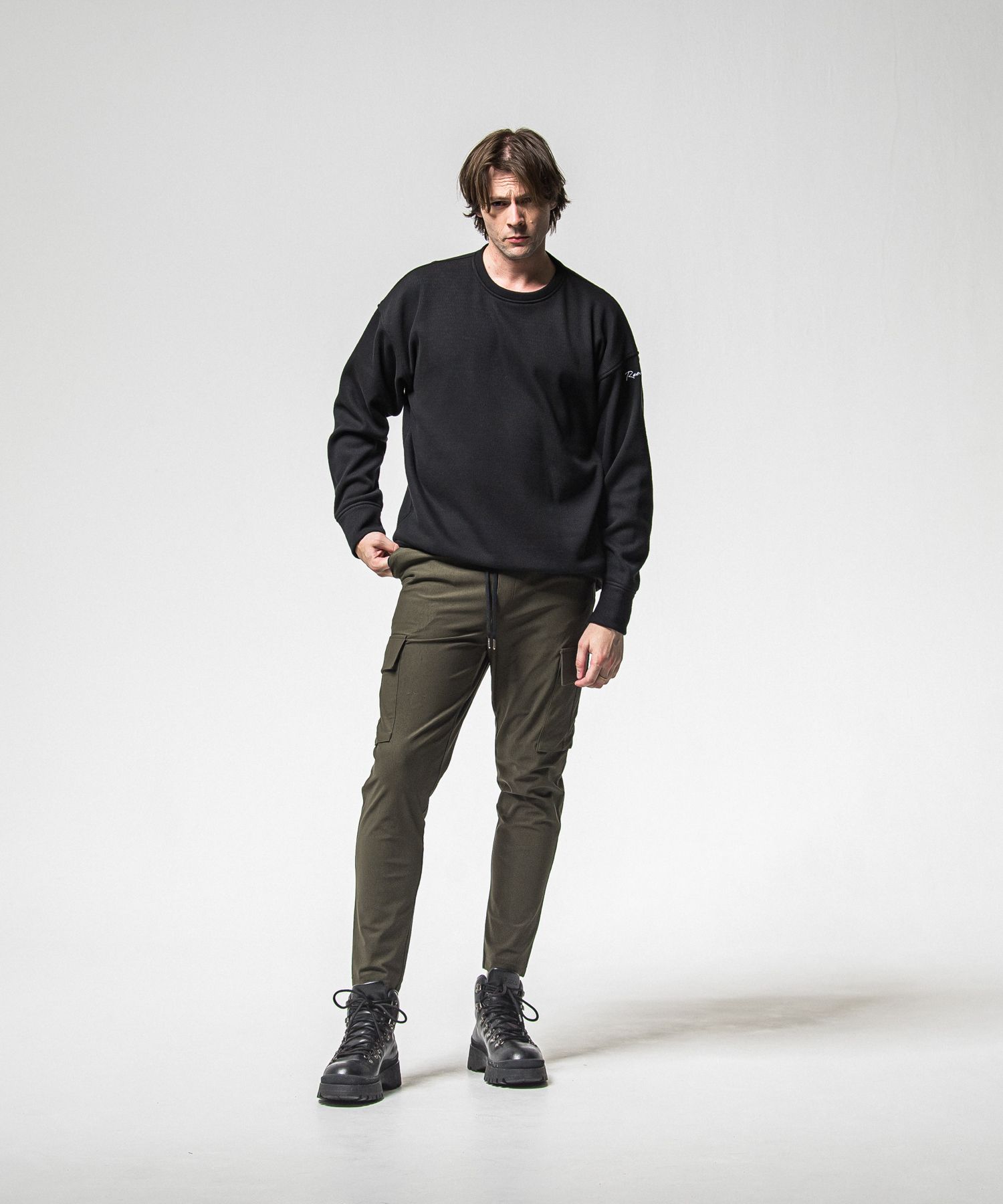 SUEDE DROP TRAINER / RC38-C-005 / スエードトレーナー / ブラック (1月上旬入荷予定)
