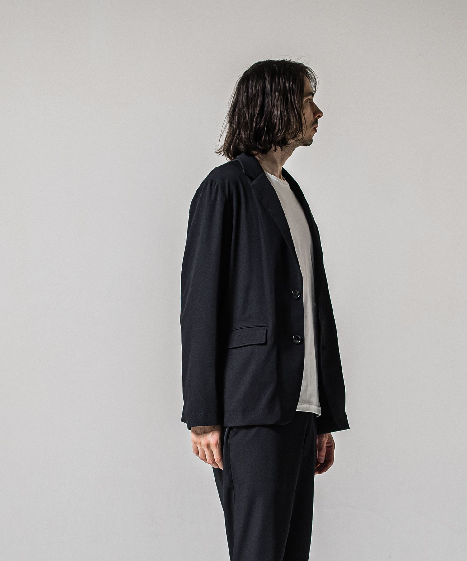 GARY LOOSE JACKET / RC39-JK-001 / サテンルーズテーラードジャケット / ブラック (2月下旬入荷予定)