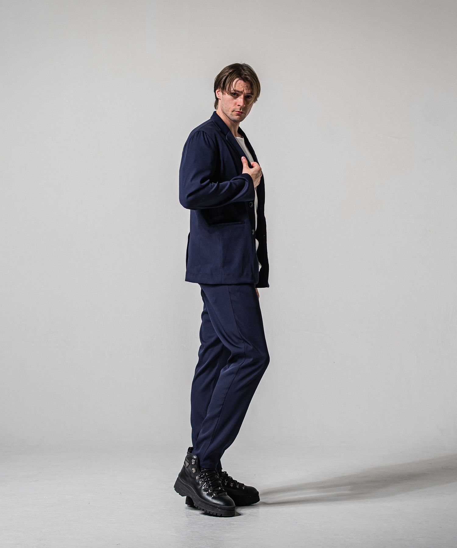 GARY LOOSE JACKET / RC39-JK-001 / サテンルーズテーラードジャケット / ネイビー (2月下旬入荷予定)