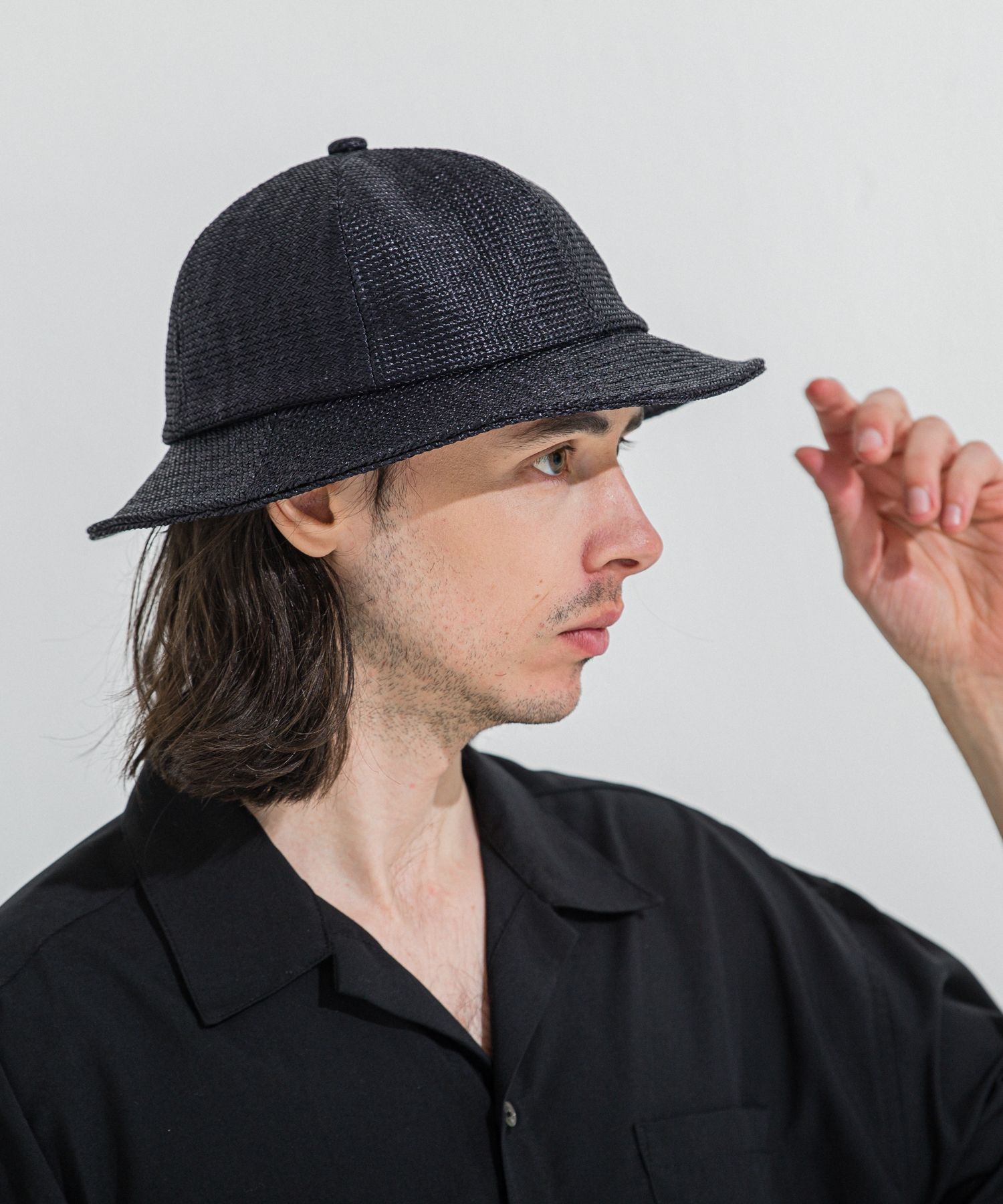 STRAW MESH BELL HAT / RC36-CAP-002 / ストローメッシュベルハット / ブラック