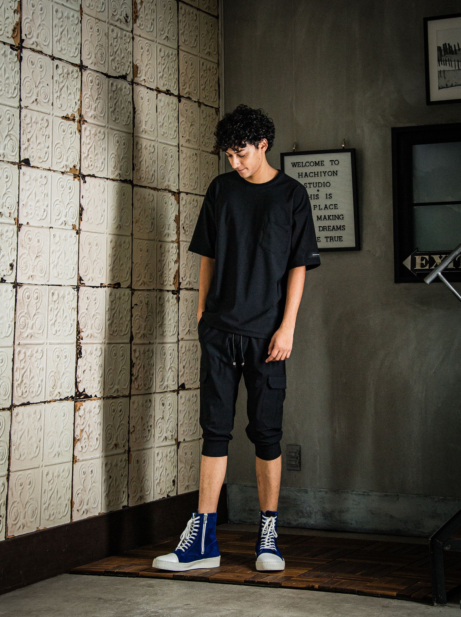 TRICOT POCKET TEE / RC31-T-004 / ジャージポケットビッグTシャツ / ブラック