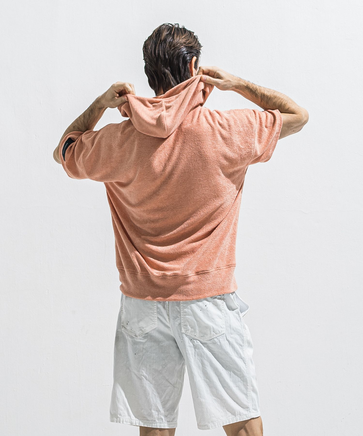 PILE HALF HOODIE / RC40-C-003 / パイル半袖パーカー / ピンク (5月中旬入荷予定)