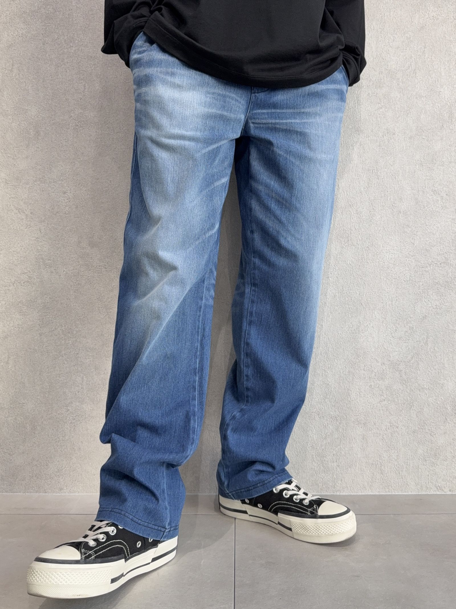 DENIM JERSEY WIDE PT / RC41-ST-016WTD / ライトオンスデニムジャージセミワイドパンツ / ダークインディゴ