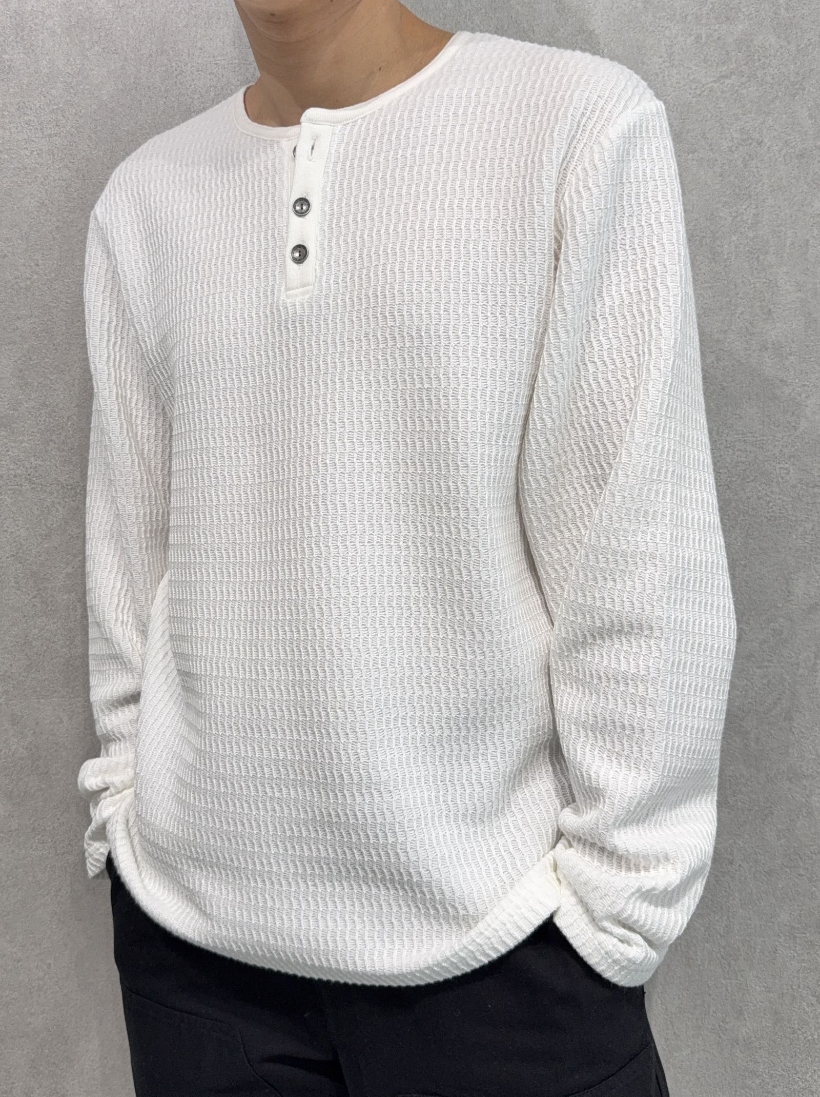 KNT HENRY / RC41-C-001 / コットンニットヘンリーネックロングTシャツ / ホワイト