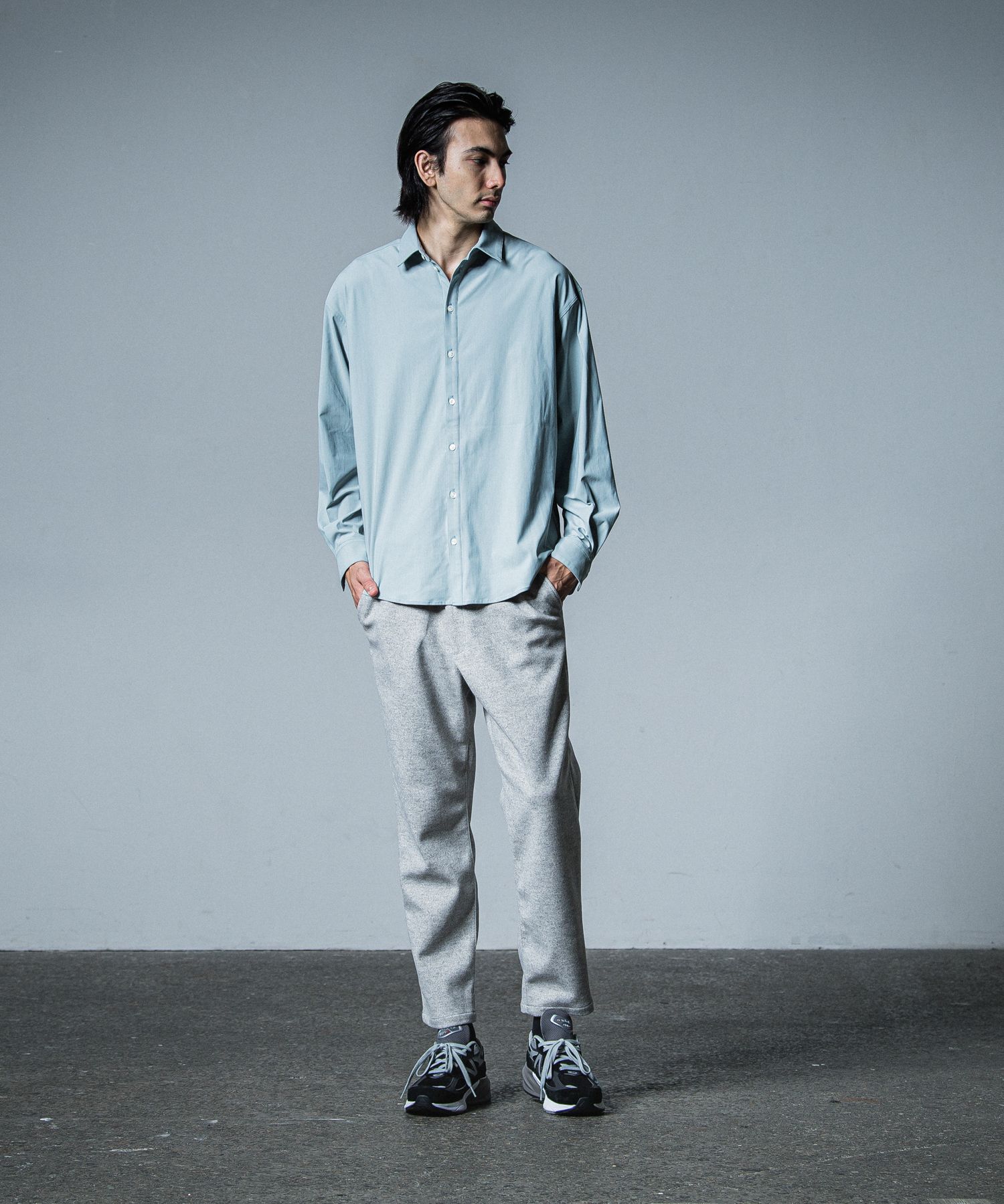 PAT WIDE EASY PANTS / RC33-ST-036BN / ワイドテーパードパンツ / グレーメルトン