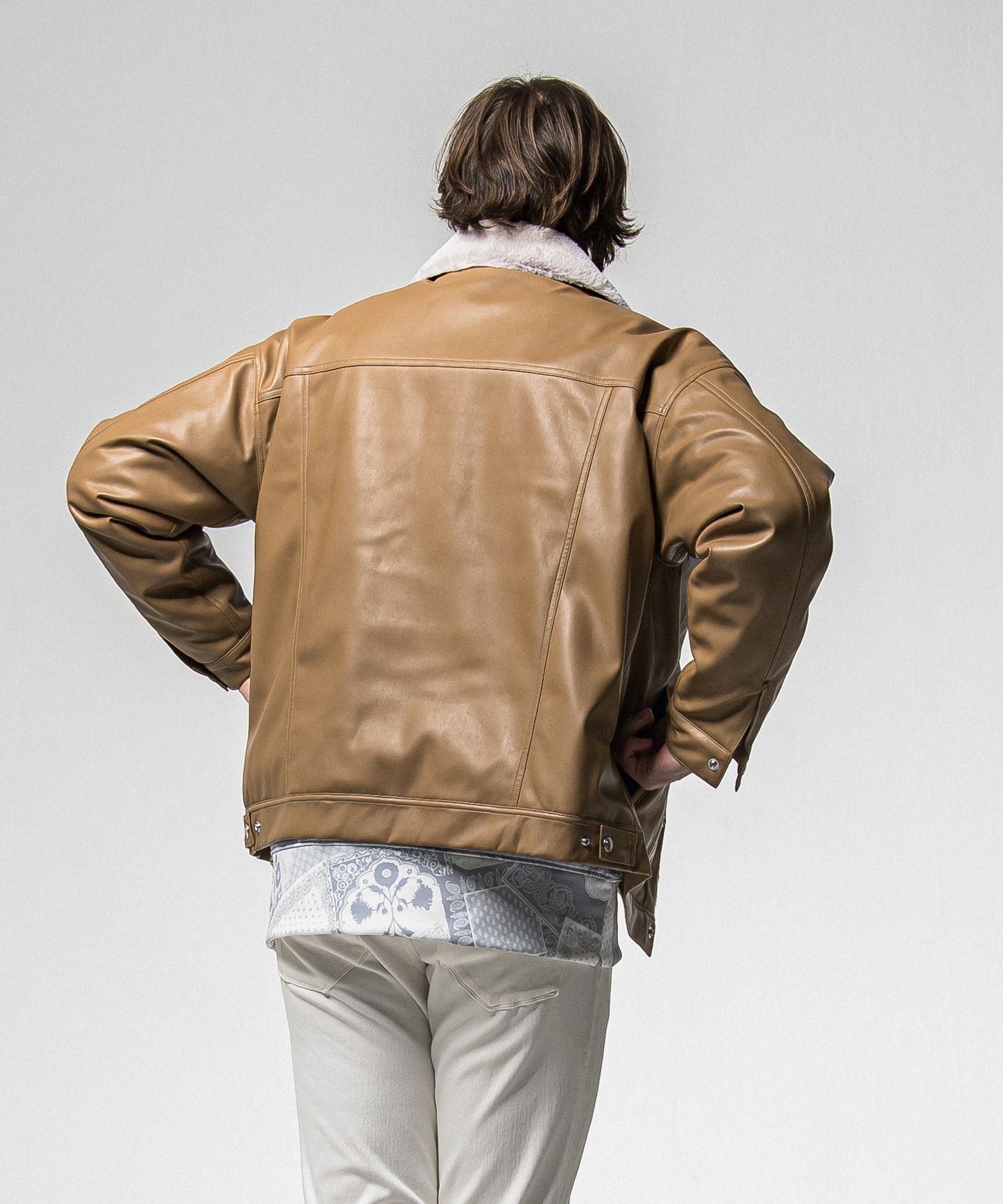 LEATHER FUR OVER G / RC38-JK-002 / レザーファーGジャン / キャメル (11月中旬入荷予定)