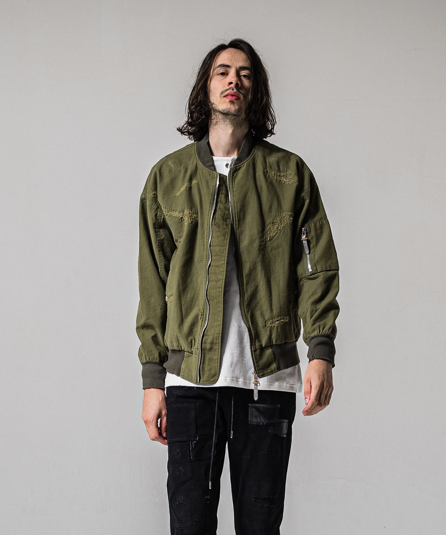 LIGHT DAVID JACKET / RC39-JK-002 / ミリタリーライトMA-1 / カーキクラッシュ (2月下旬入荷予定)