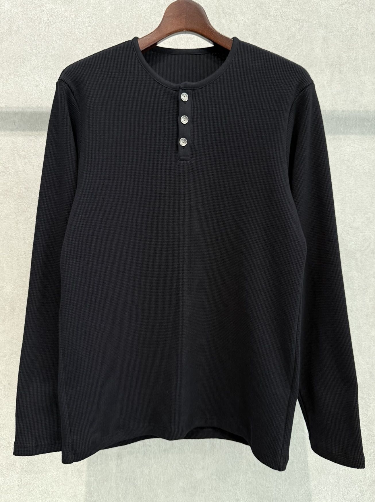 WAFFLE HENRY / RC39-C-001 / サーマルヘンリーネックロングTシャツ / ブラック