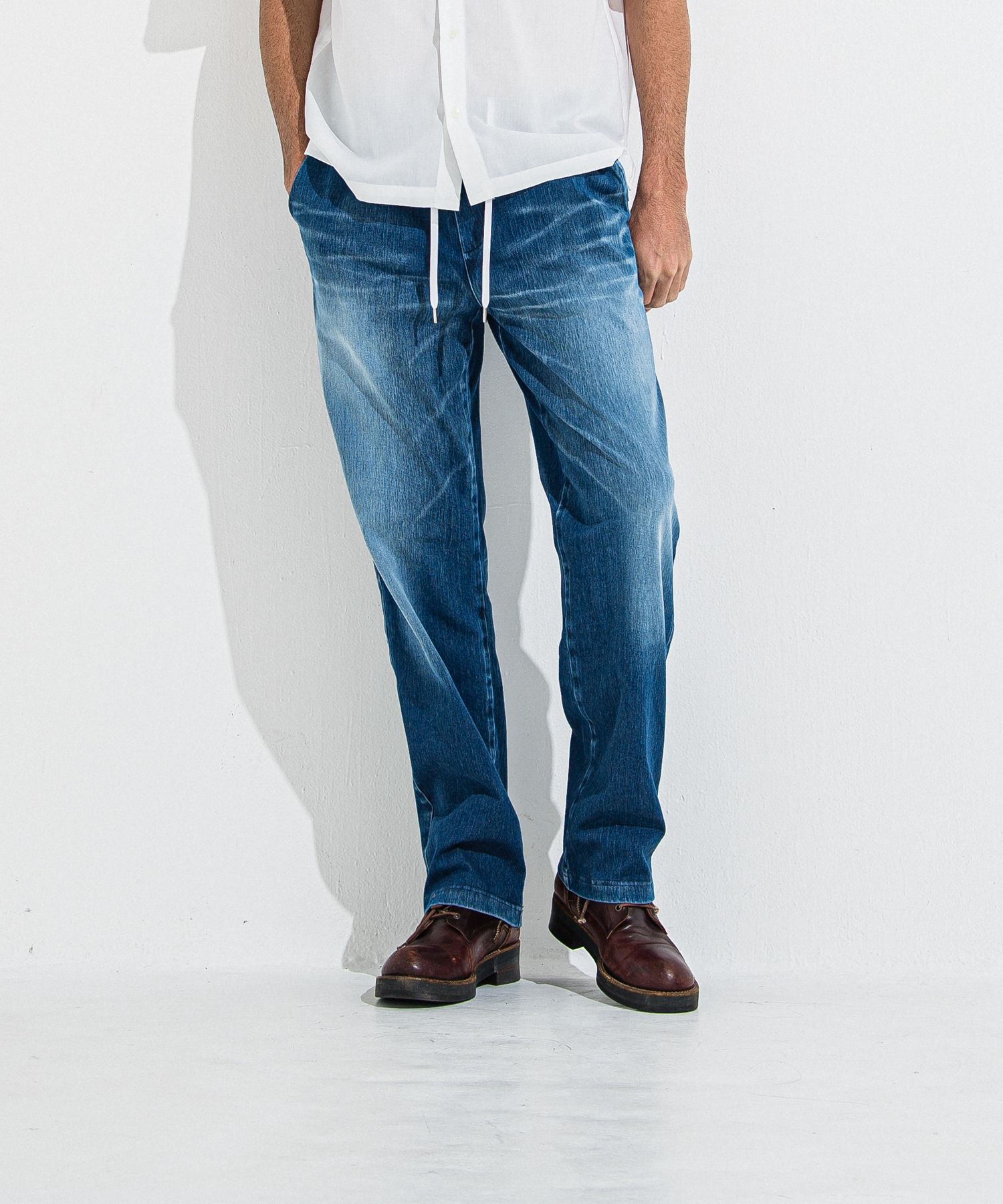 DENIM JERSEY WIDE PT / RC36-ST-016WTD / ライトオンスデニムジャージワイドパンツ / ダークインディゴ