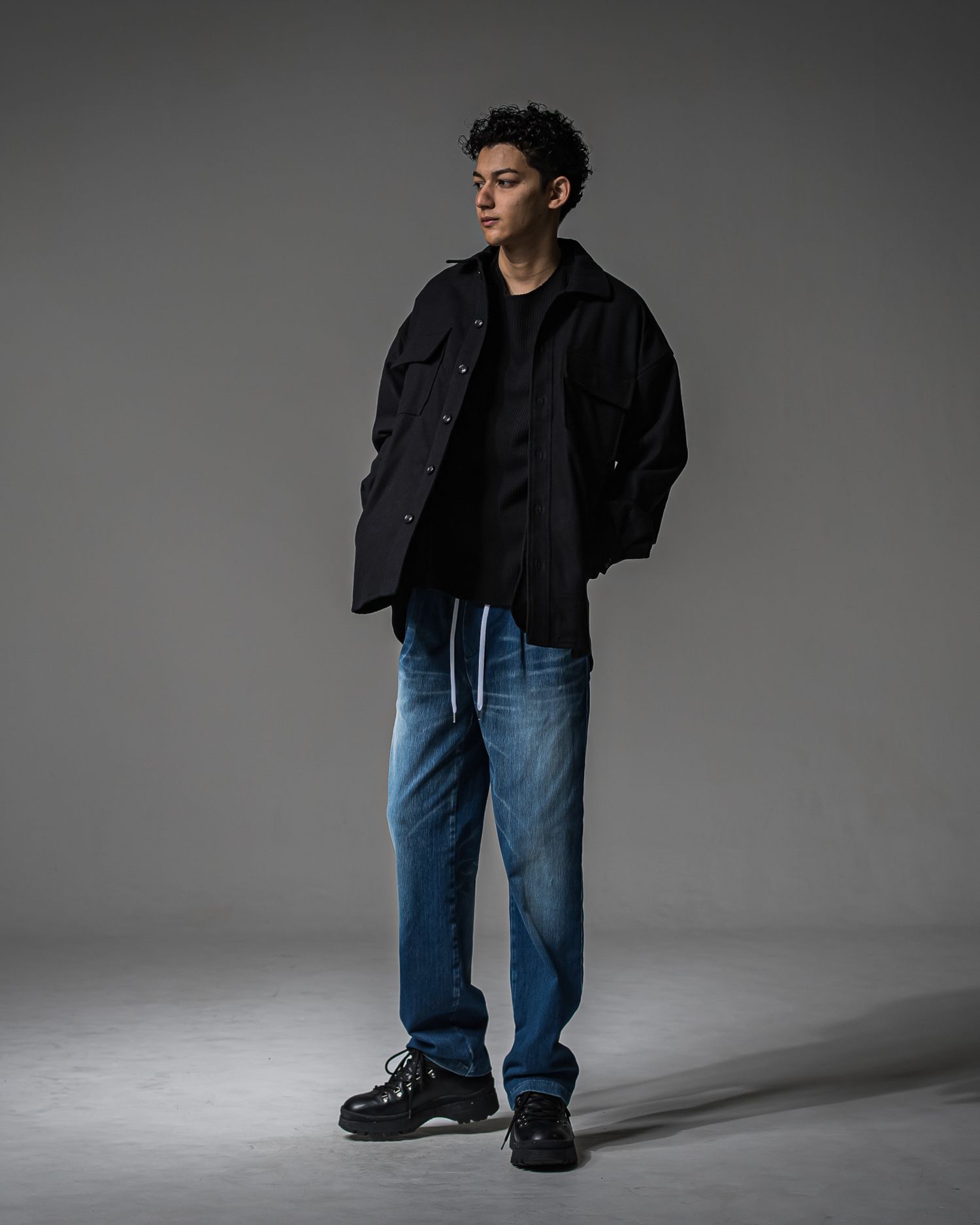 CUTOFF RAIL LONGSLEEVE / RC37-C-001 / レールカットソー / ブラック (9月中旬入荷予定)