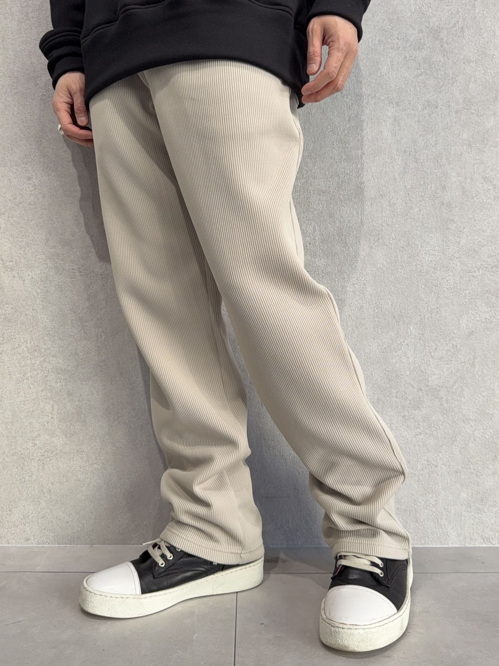 AZE WIDE TUCK PANTS / RC39-ST-016WT2 / 高機能畦編みニットワイドタックパンツ / グレージュ