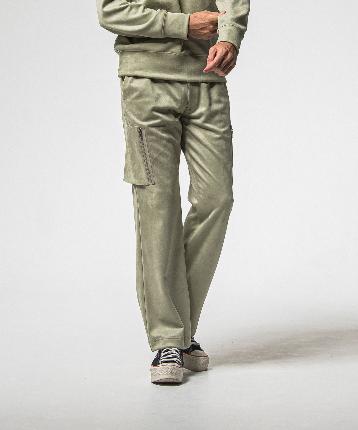 DAVID CARGO PANTS / RC38-ST-040 / スエードワイドカーゴパンツ / カーキ (1月上旬入荷予定)
