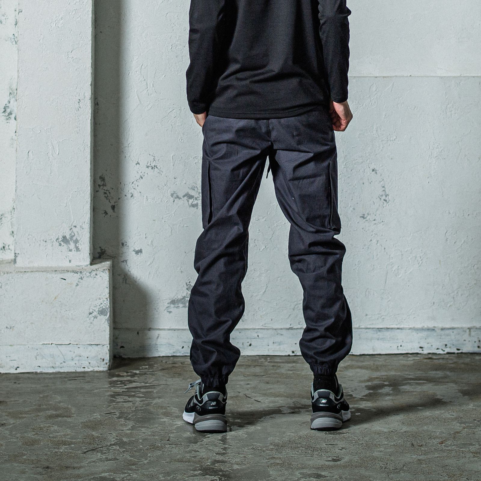 DAVID CARGO PANTS / RC35-ST-040 / ミリタリー裾ゴムカーゴパンツ / ブラック