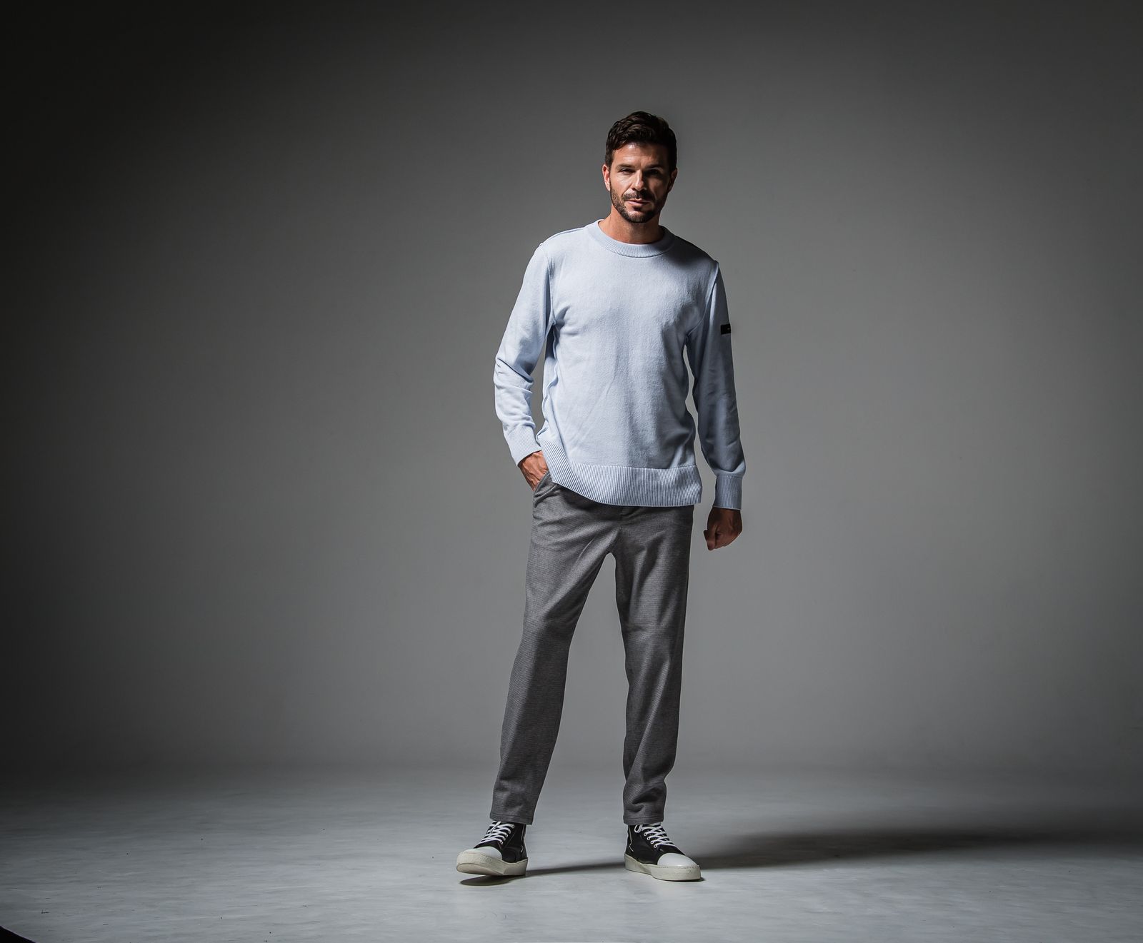 OUT SEAM SWEATER / RC30-K-001 / アウトシームニット / サックス