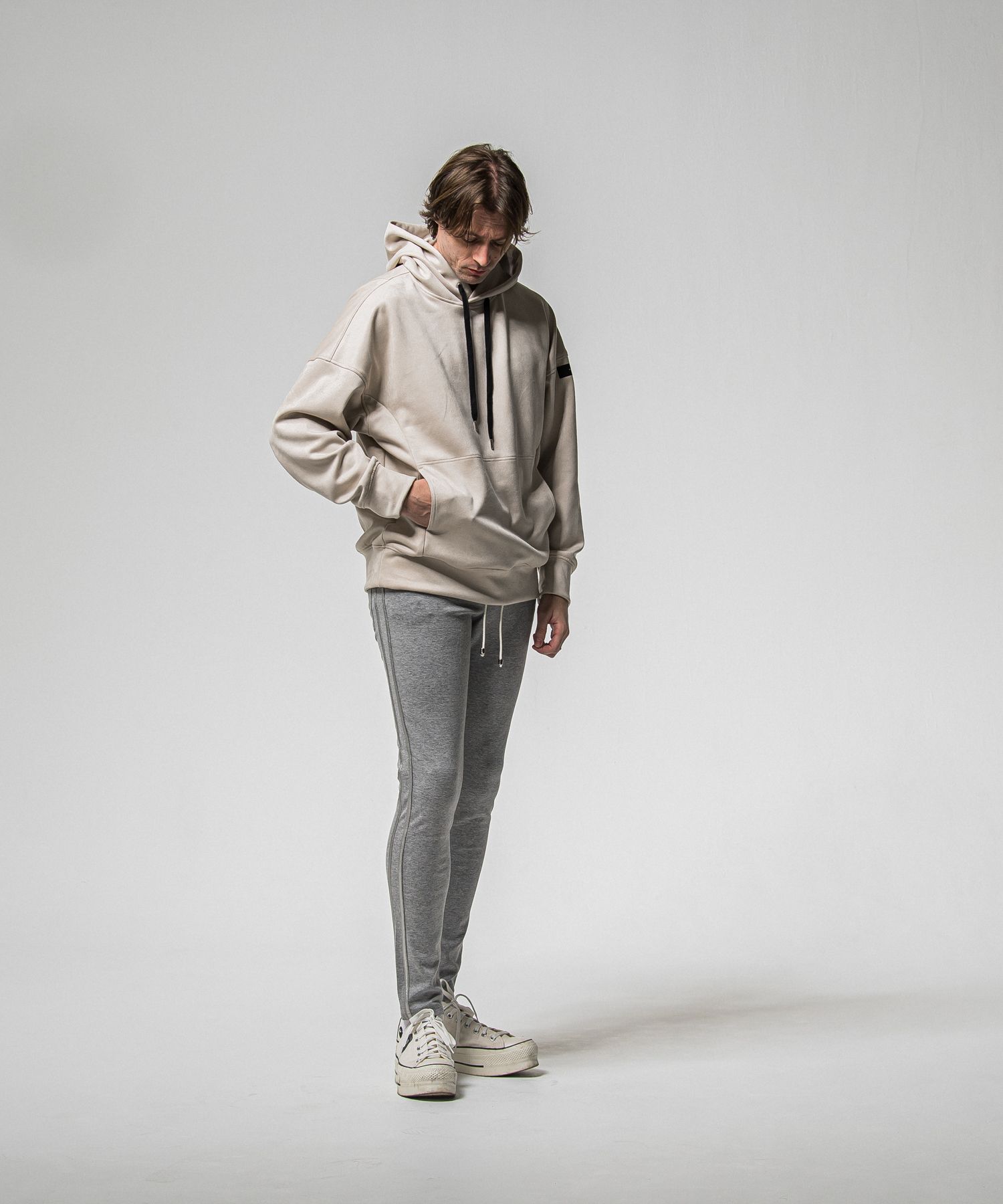 SUEDE LOOSE HOODIE / RC38-C-006 / スエードパーカー / グレージュ (1月上旬入荷予定)