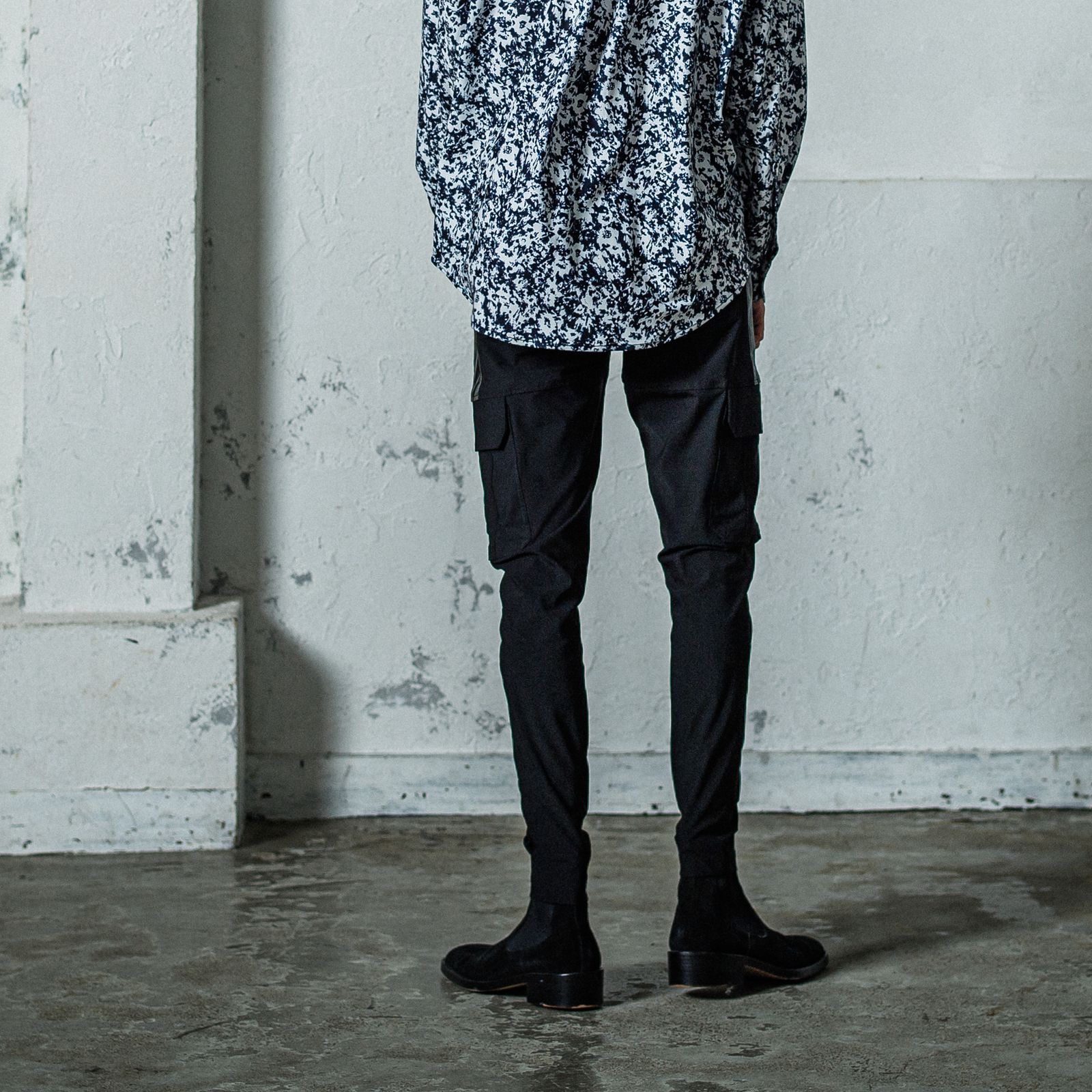 DARRELL CARGO PT / BASIC-ST-010 / レザーラインナイロンカーゴパンツ / ブラック×レザーブラック