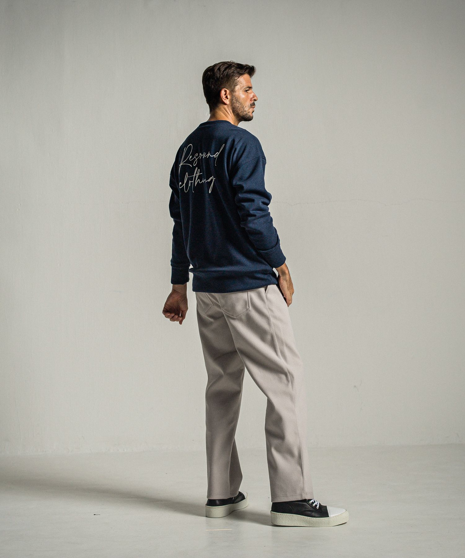 ID VELOURS FLEECE DROP TRAINER / RC34-C-004 / 裏起毛バックロゴトレーナー / ネイビー