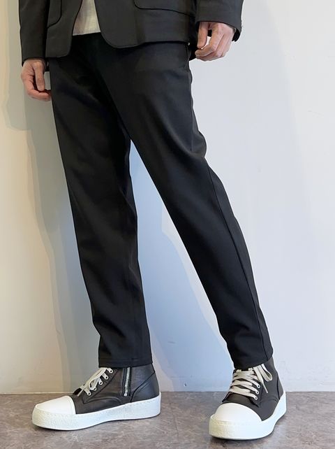 PAT WIDE EASY PANTS / RC31-ST-036 / ベルト付きテーパードワイドパンツ / ブラック