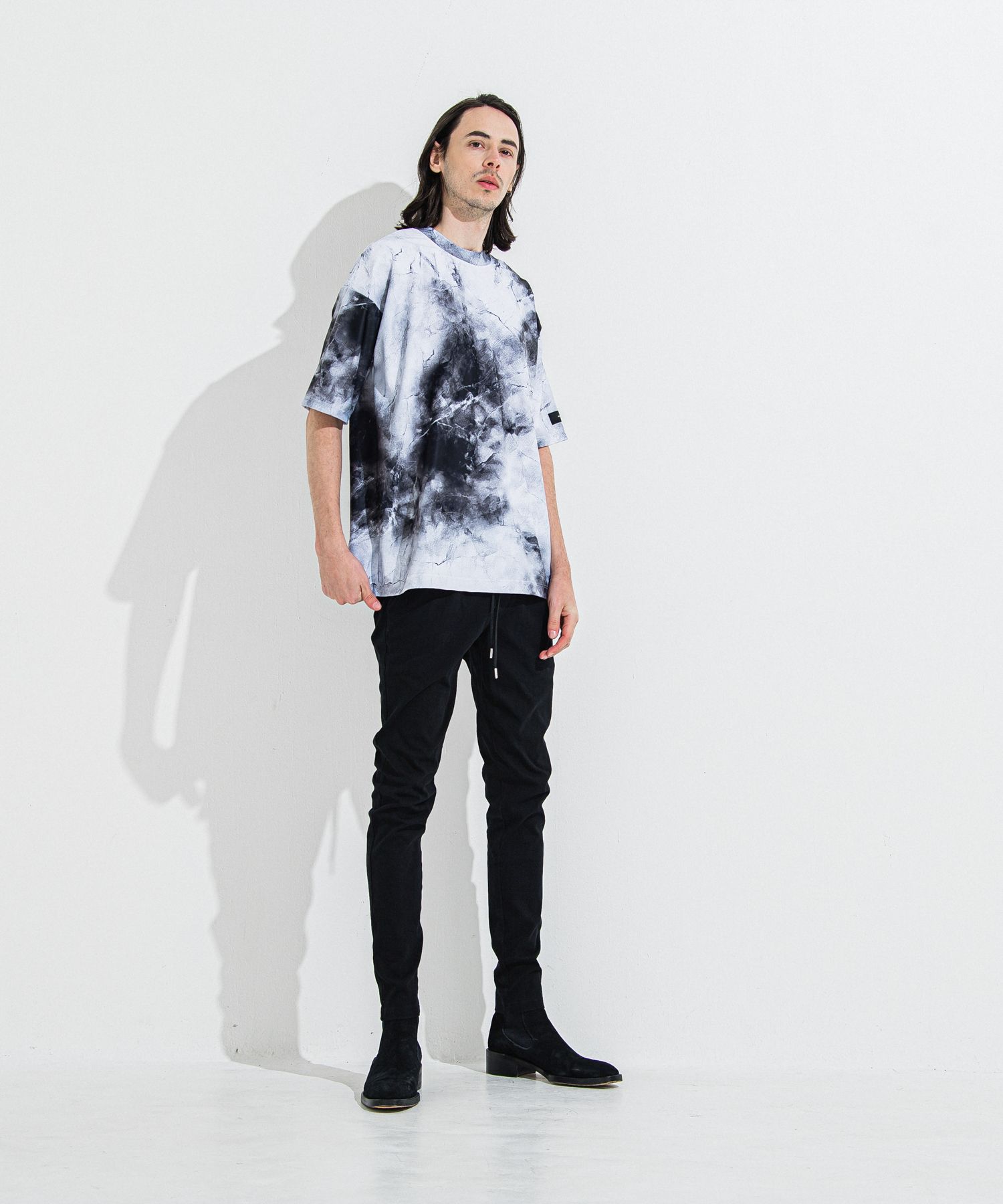 DENIM JERSEY CHRIS EASY TUCK PT / RC36-ST-016TD / ライトオンスデニムジャージイージータックパンツ / ブラック