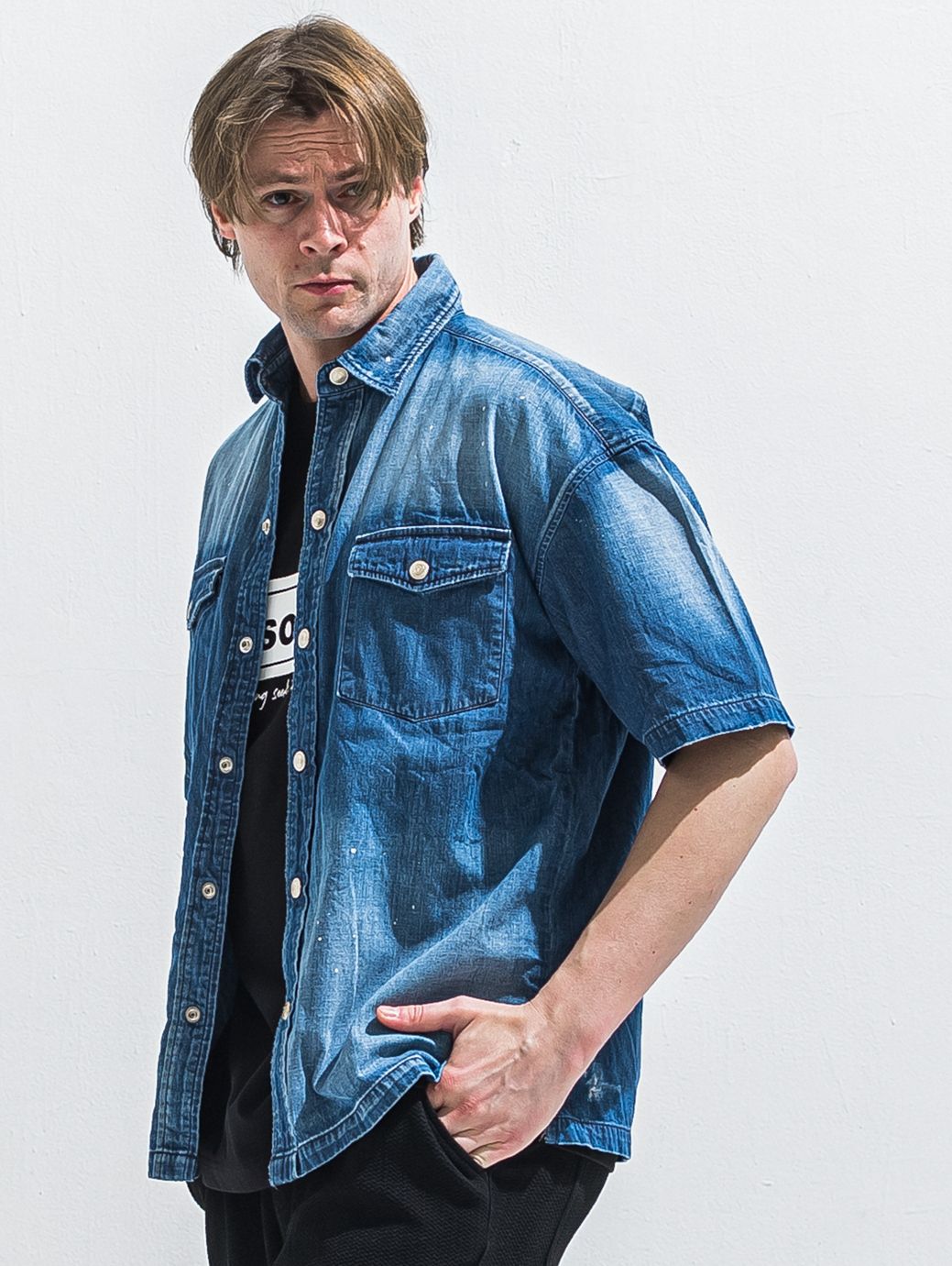 HALF DENIM SHIRTS / RC40-SH-002 / デニム半袖シャツ / ダークインディゴ (6月上旬入荷予定)