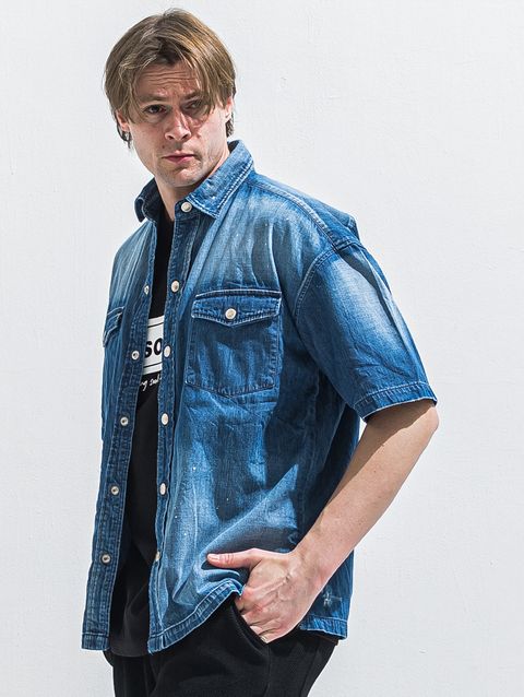 HALF DENIM SHIRTS / RC40-SH-002 / デニム半袖シャツ / ダークインディゴ (6月上旬入荷予定)