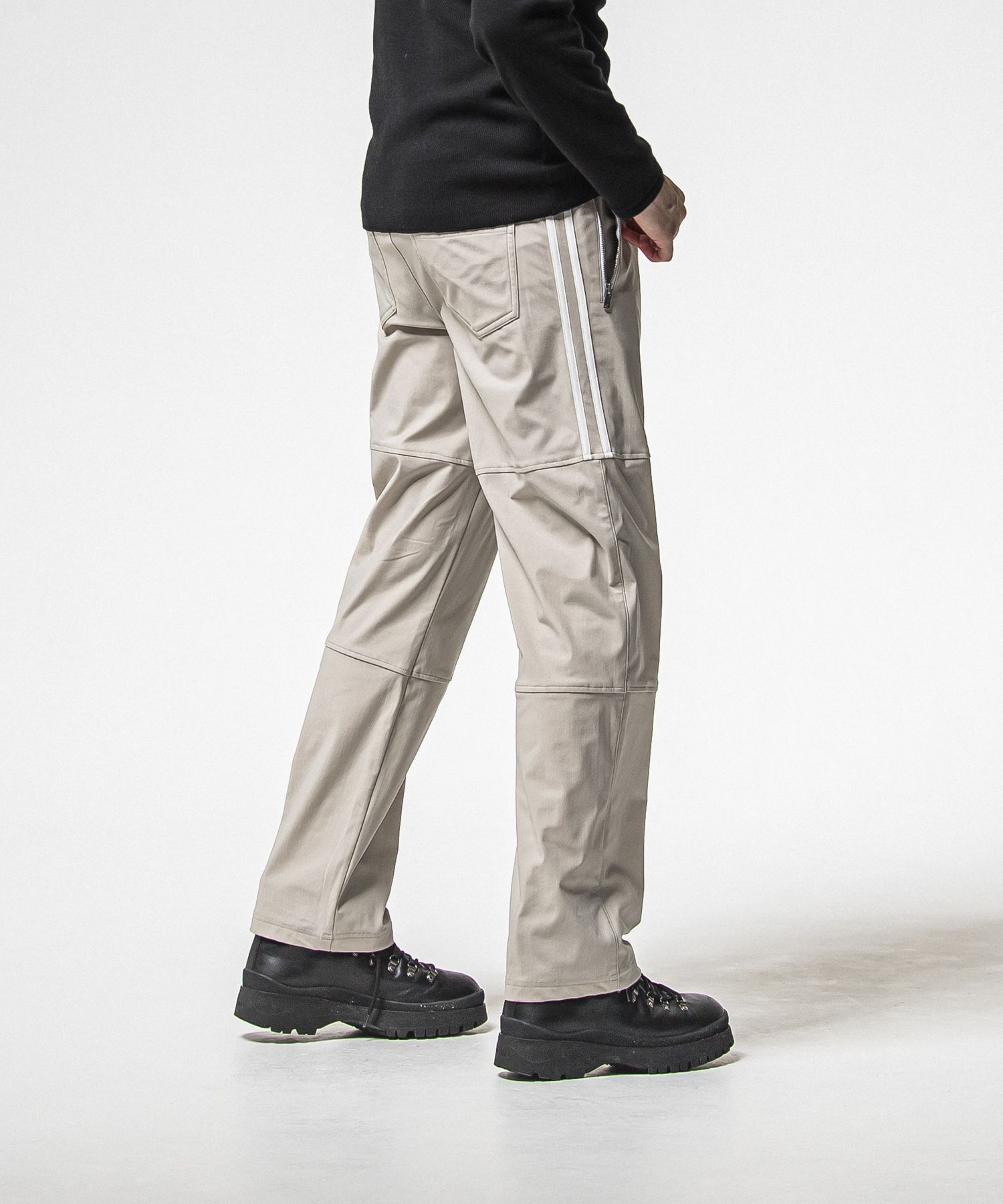 JOHNSON LINE HEAT WIDE TUCK PANTS / RC38-ST-009HWT / 裏起毛ジョンソンラインワイドタックパンツ / グレー×ホワイト (10月下旬入荷予定)