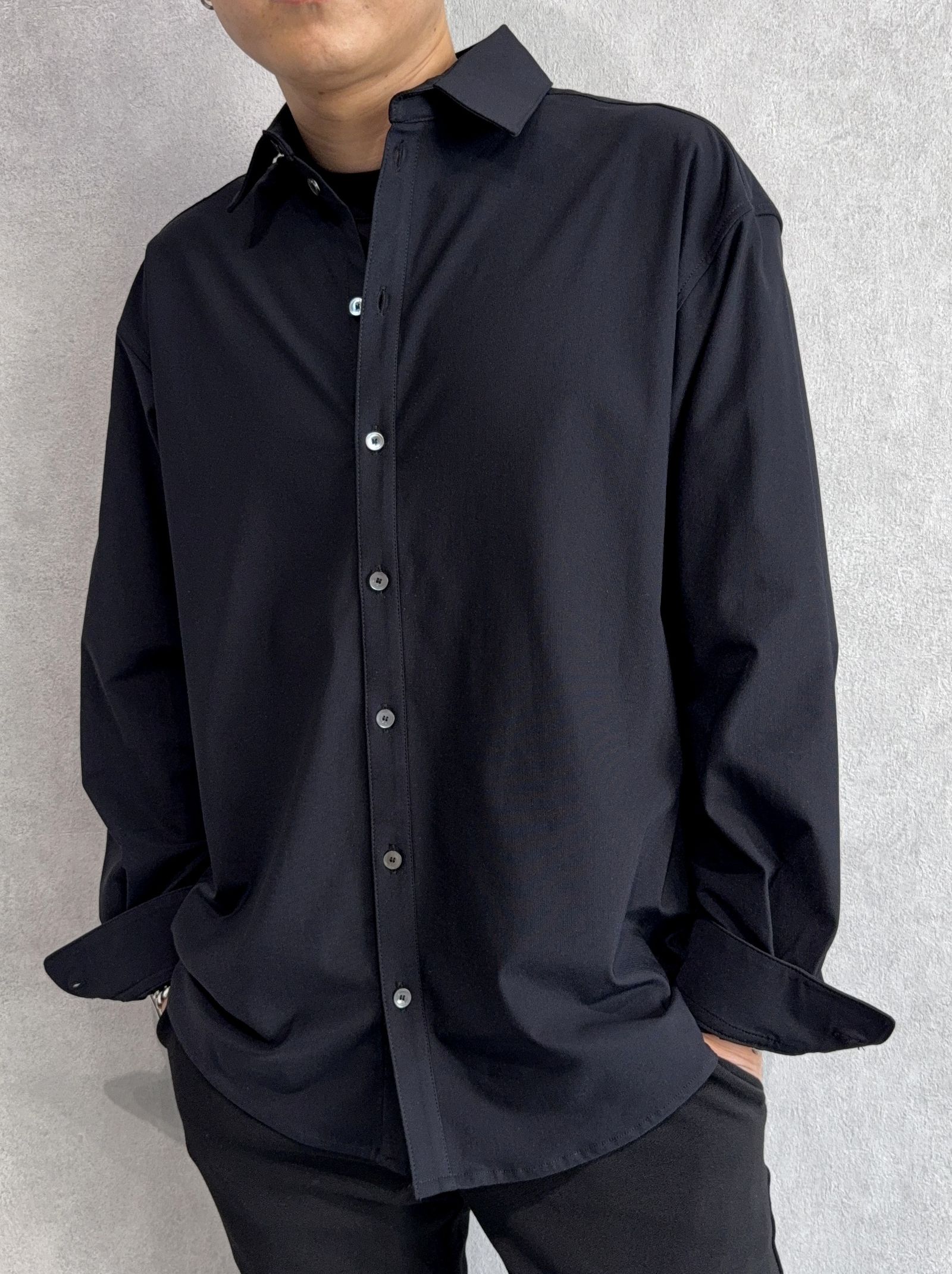 NYLON JACK SHIRTS / RC41-SH-001 / オーバーサイズナイロンシャツ / ブラック