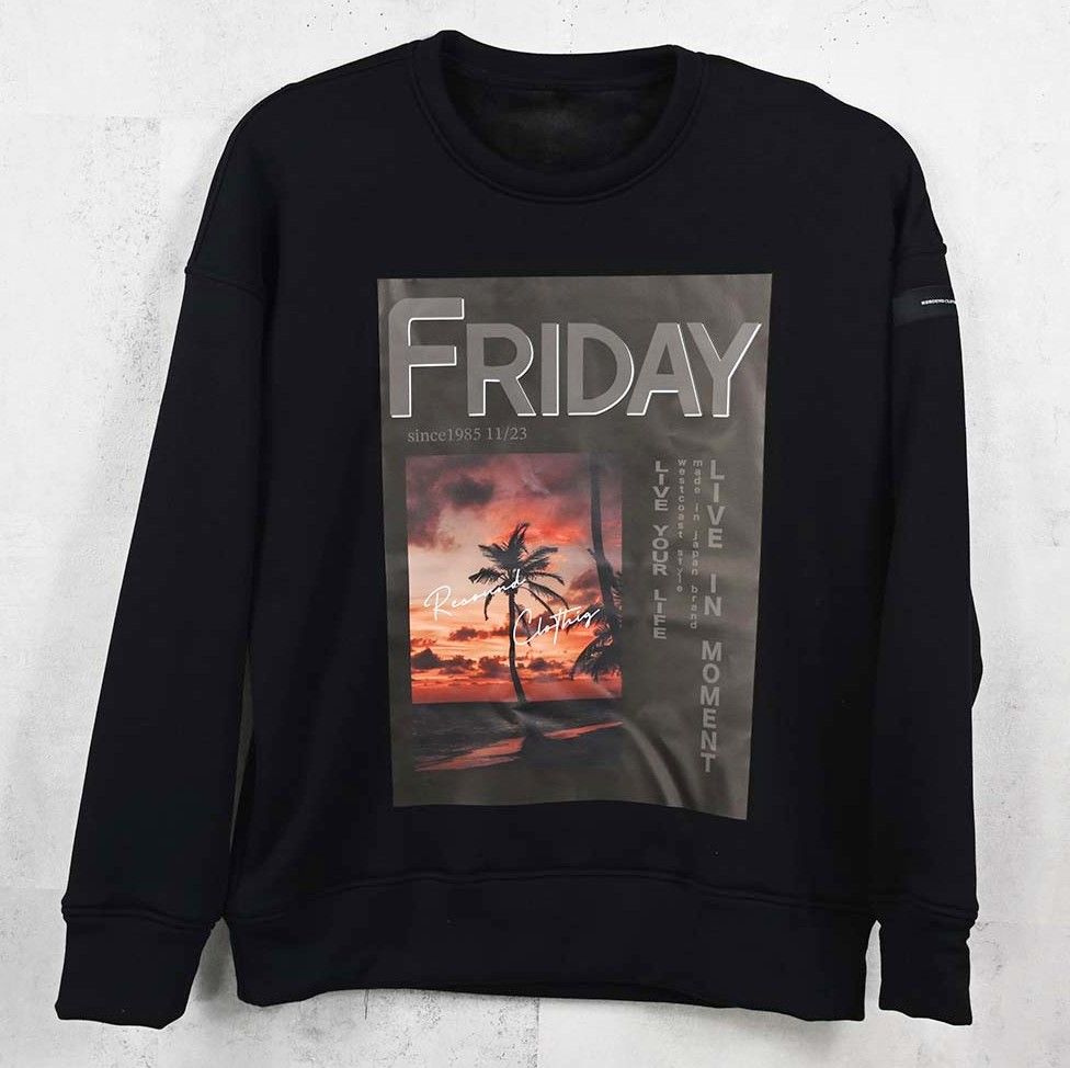 【FRIDAYコラボ】 FRIDAY OLD COVER VELOURS FLEECE TRAINER / RCF1-C-002 / 裏起毛FRIDAYオールドカバートレーナー / ブラック (11月上旬入荷予定)
