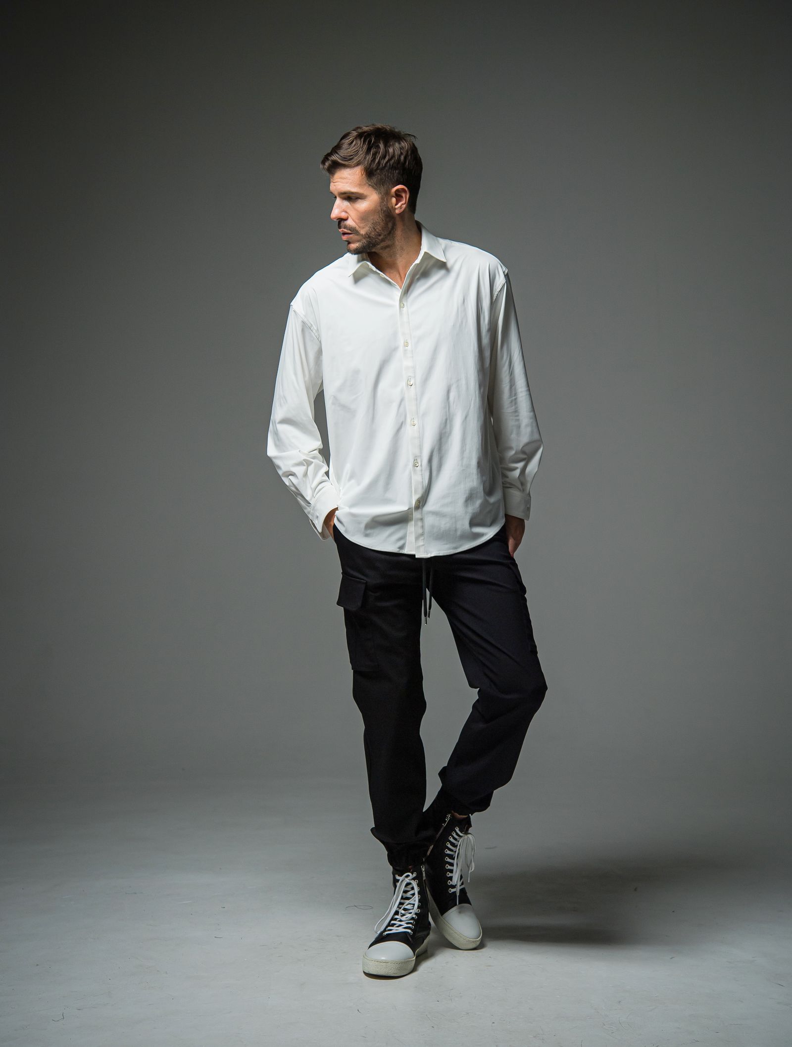 PT CARGO PANTS / RC29-ST-035 / 裾ゴムイージーカーゴパンツ / ブラック