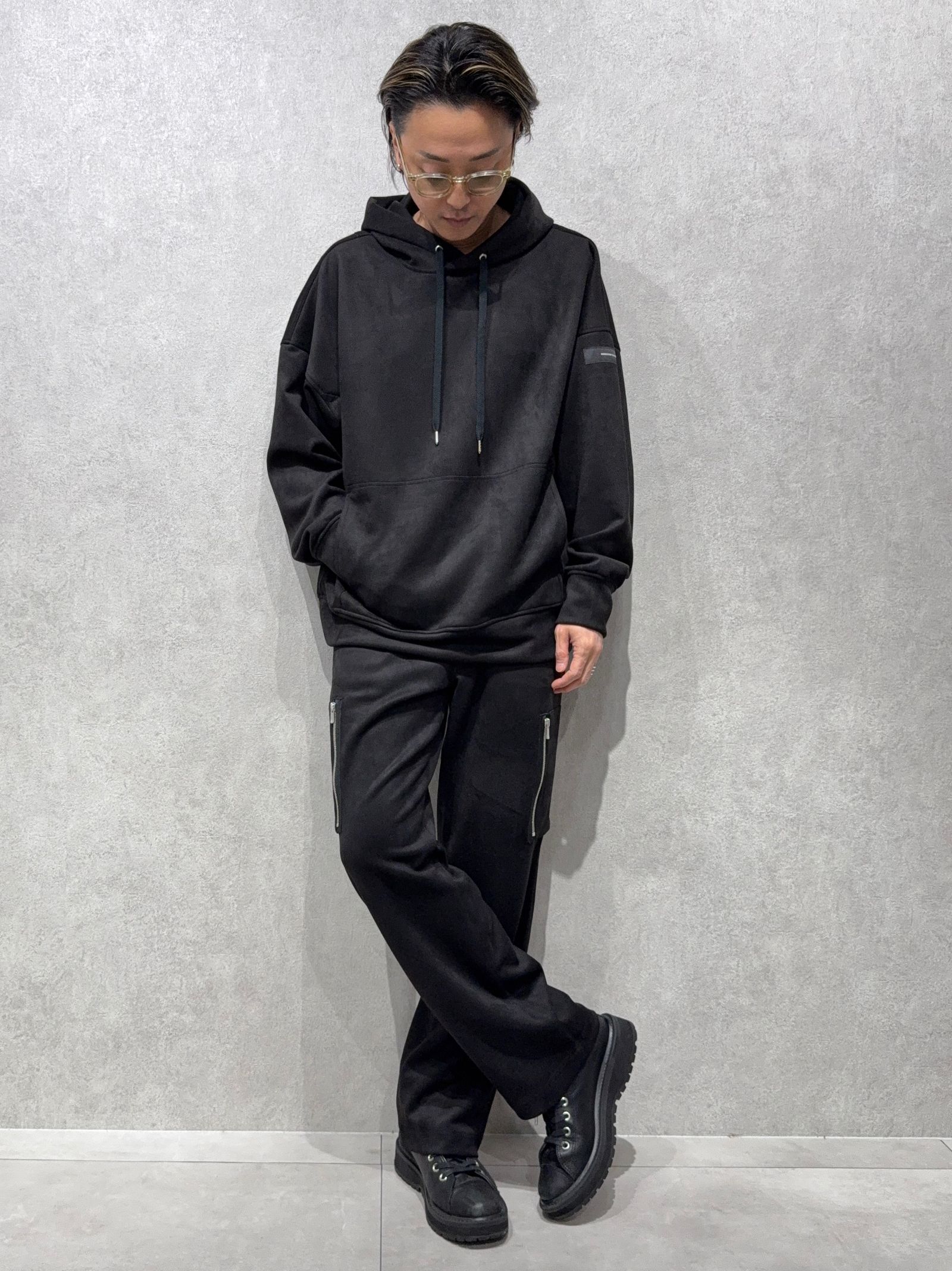 DAVID CARGO PANTS / RC38-ST-040 / スエードワイドカーゴパンツ / ブラック