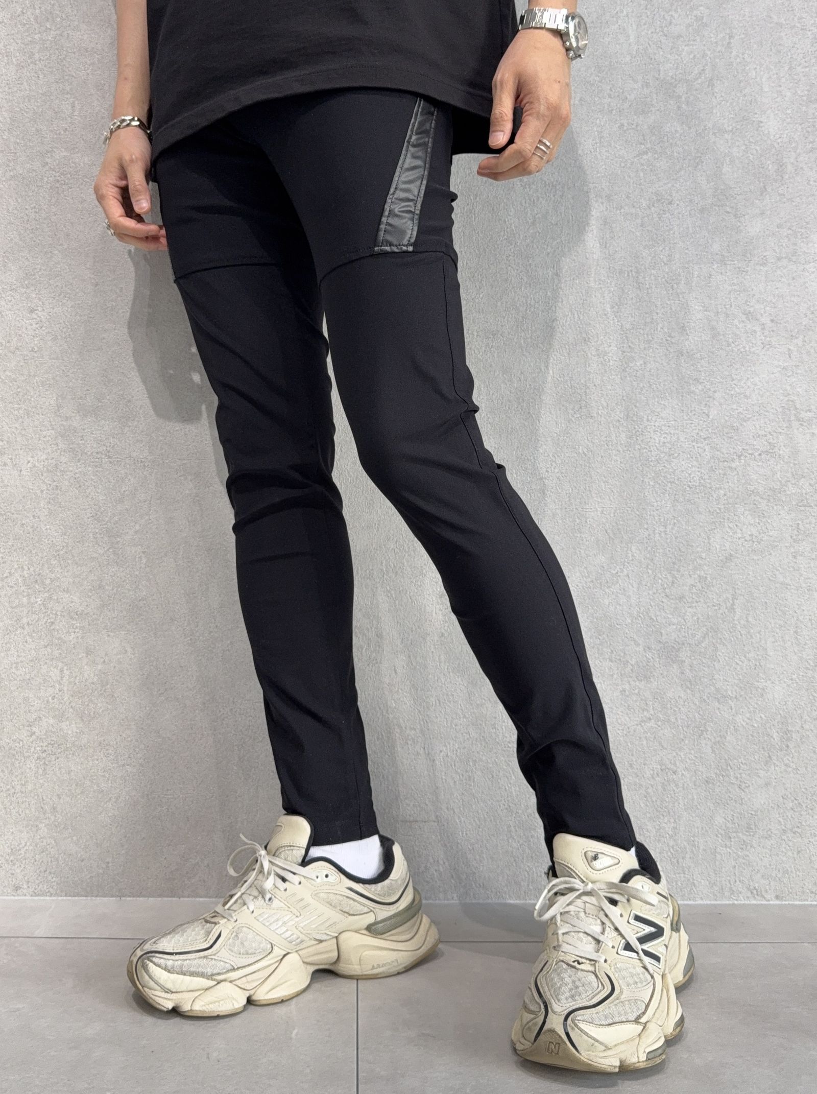 TYLER NYLON PANTS / RC40-ST-026 / レザーラインナイロンパンツ / ブラック
