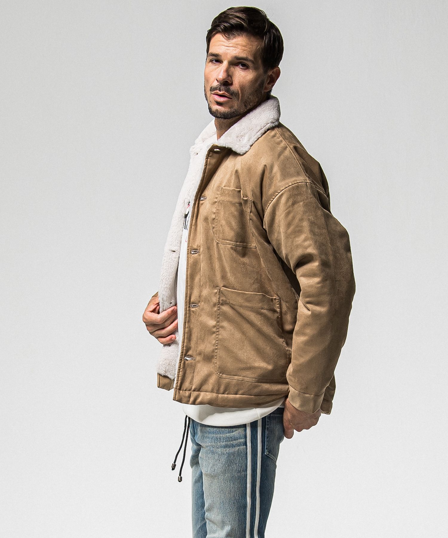 SUEDE FUR CAVER ALL / RC38-JK-003 / スエードファーカバーオール / ブラウン (11月中旬入荷予定)