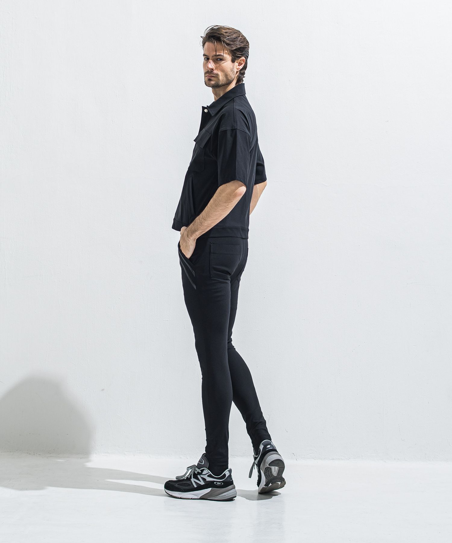 EDGE NYLON PT / BASIC-ST-014 / エッジナイロンラインパンツ / ブラック×ブラック (4月下旬入荷予定)