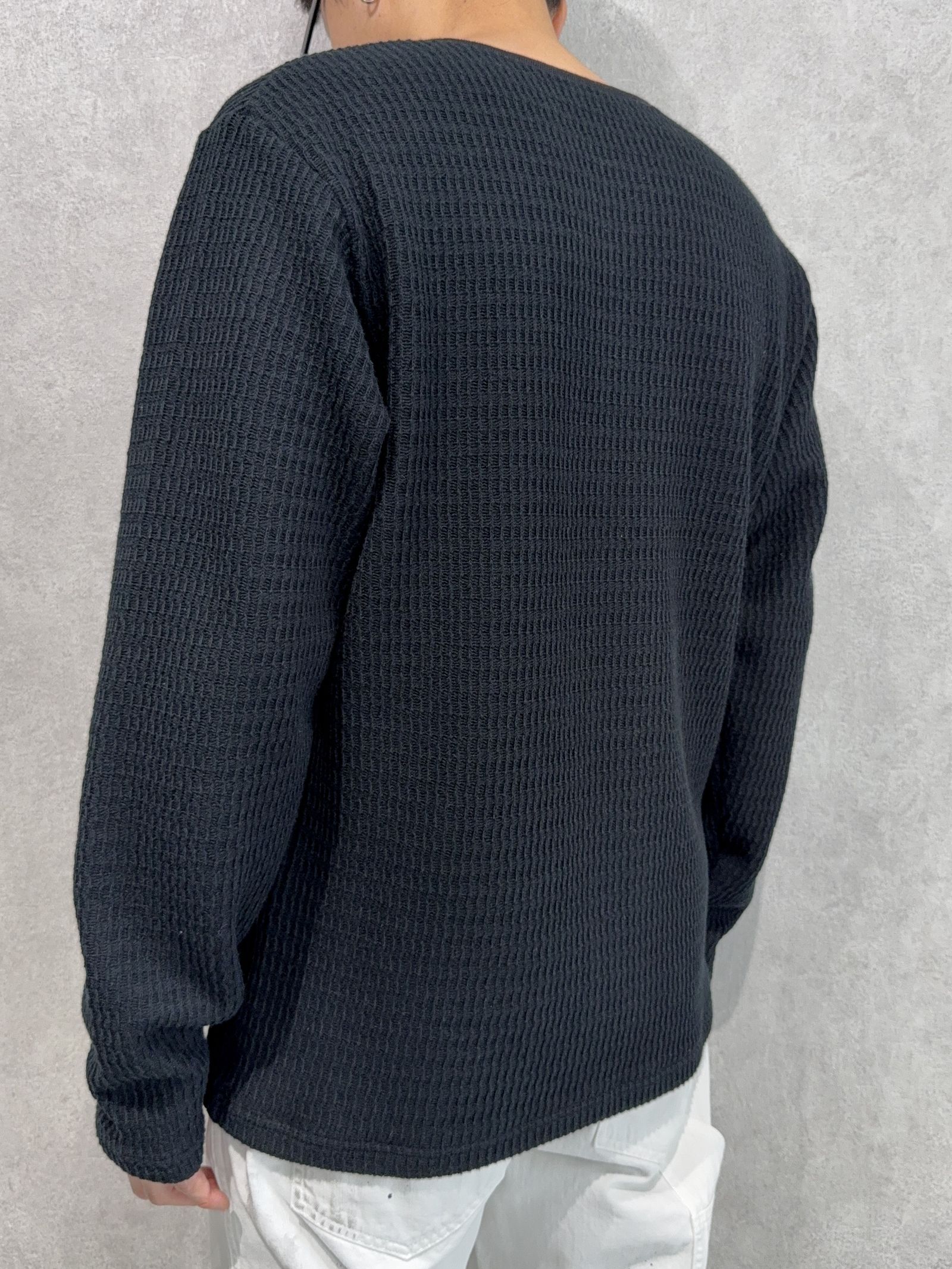 KNT HENRY / RC41-C-001 / コットンニットヘンリーネックロングTシャツ / ブラック