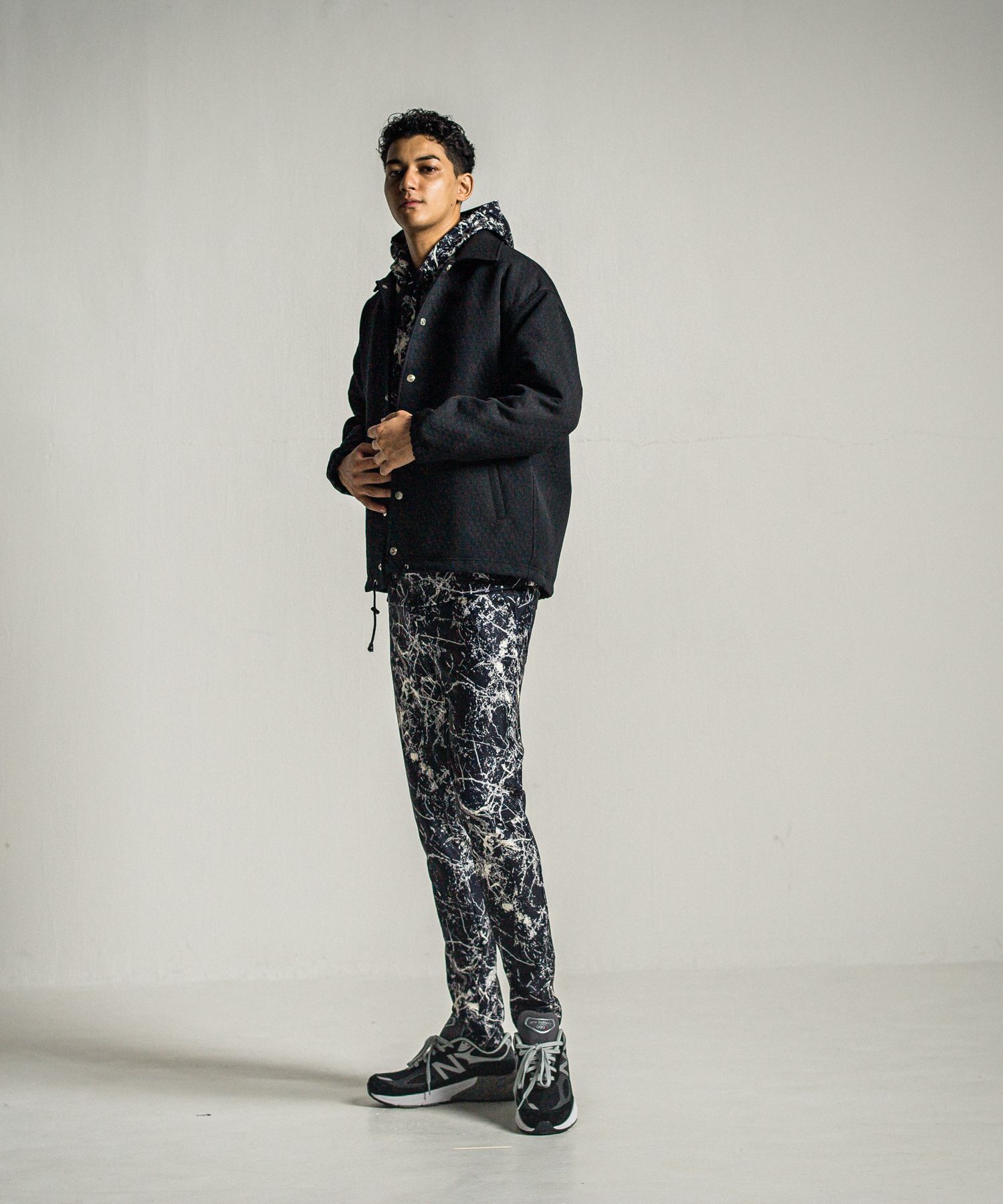 CHRIS EASY PANTS / RC34-ST-016 / ペイント柄イーシーパンツ / ブラック