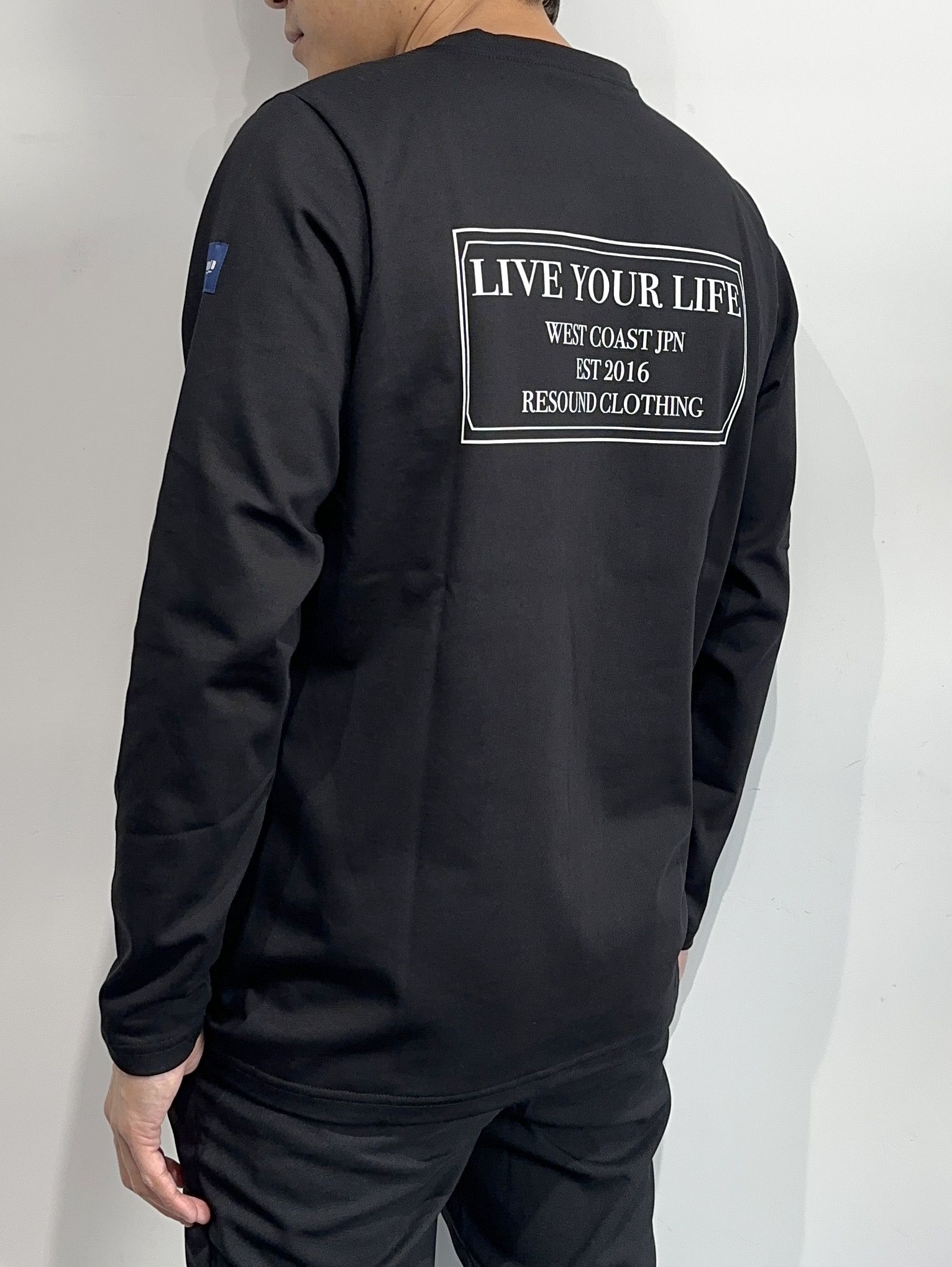 CREW LONG SLEEVE TEE / RC33-T-002 / バックプリント長袖Tシャツ / ブラック