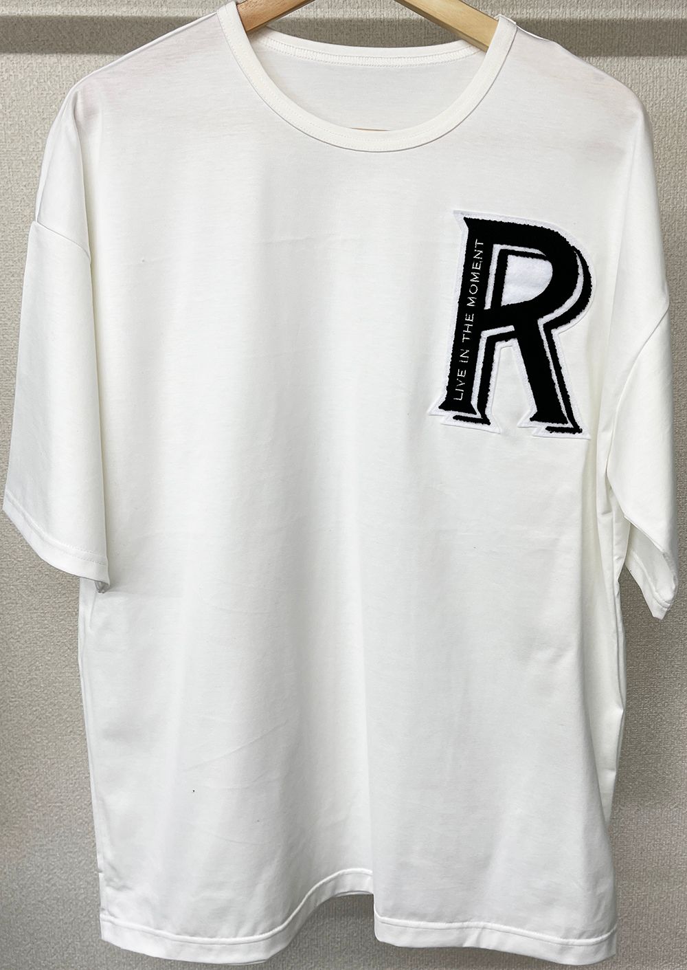 R CHENILLE LOOSE TEE / RC27-T-004 / 刺繍ワッペンビッグTシャツ / ホワイト※