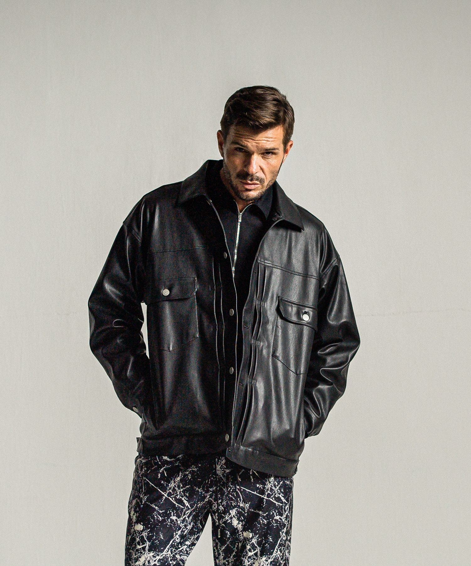 LEATHER OVER 2ND G / RC34-JK-002 / エコレザーGジャン / ブラック