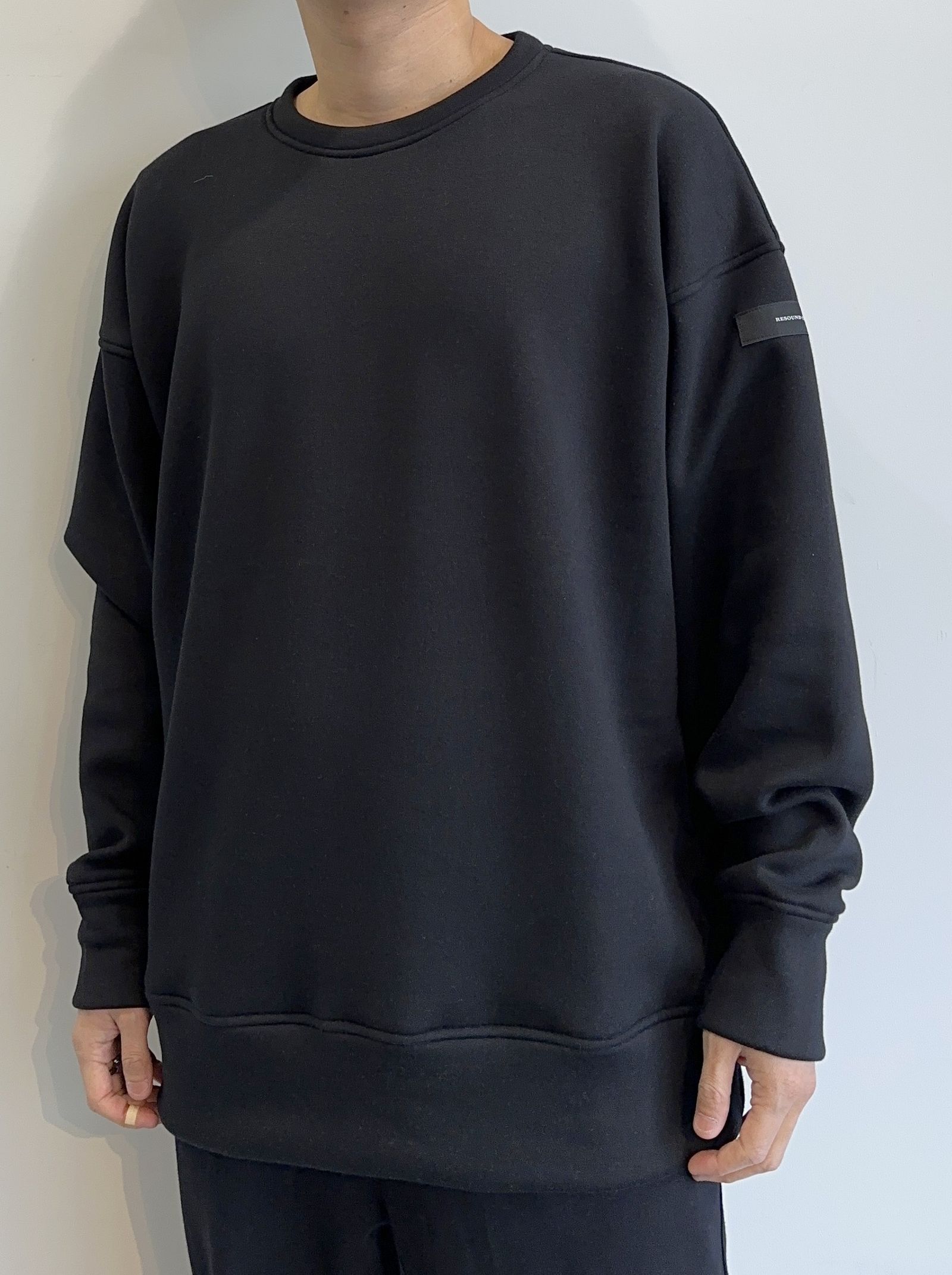 ID BACKROGO VELOURS FLEECE DROP TRAINER / RC30-C-003 / 裏起毛バックロゴトレーナー / ブラック