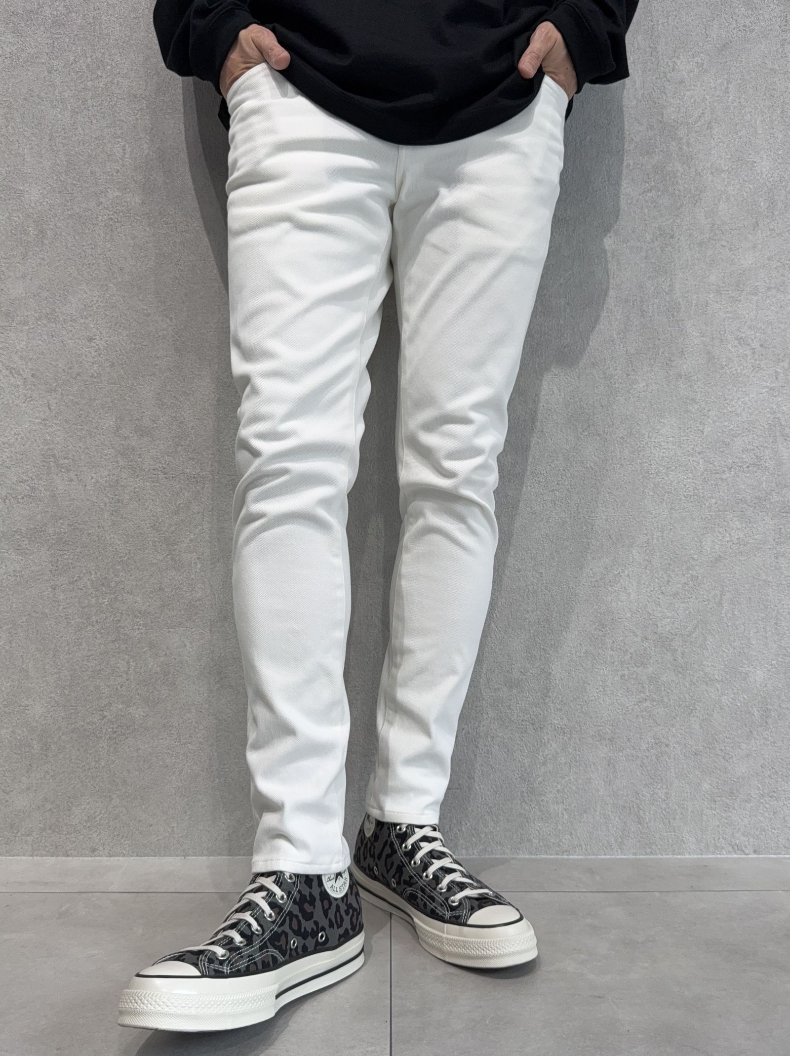 MICK DENIM JERSEY / BASIC-ST-020 / デニムジャージテーパードパンツ / ホワイト