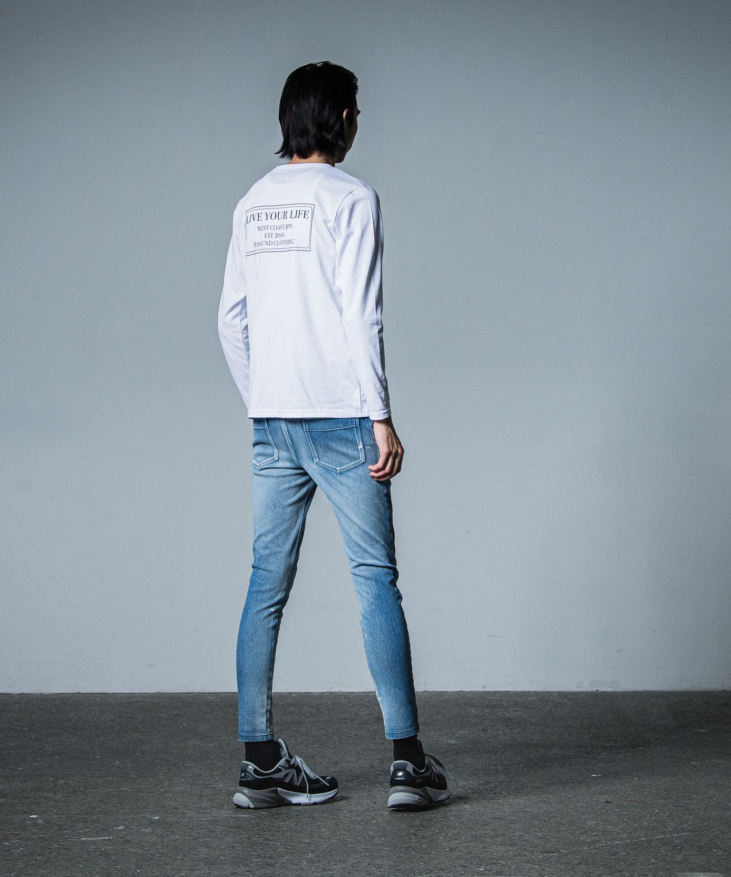 CREW LONG SLEEVE TEE / RC33-T-002 / バックプリント長袖Tシャツ / ホワイト